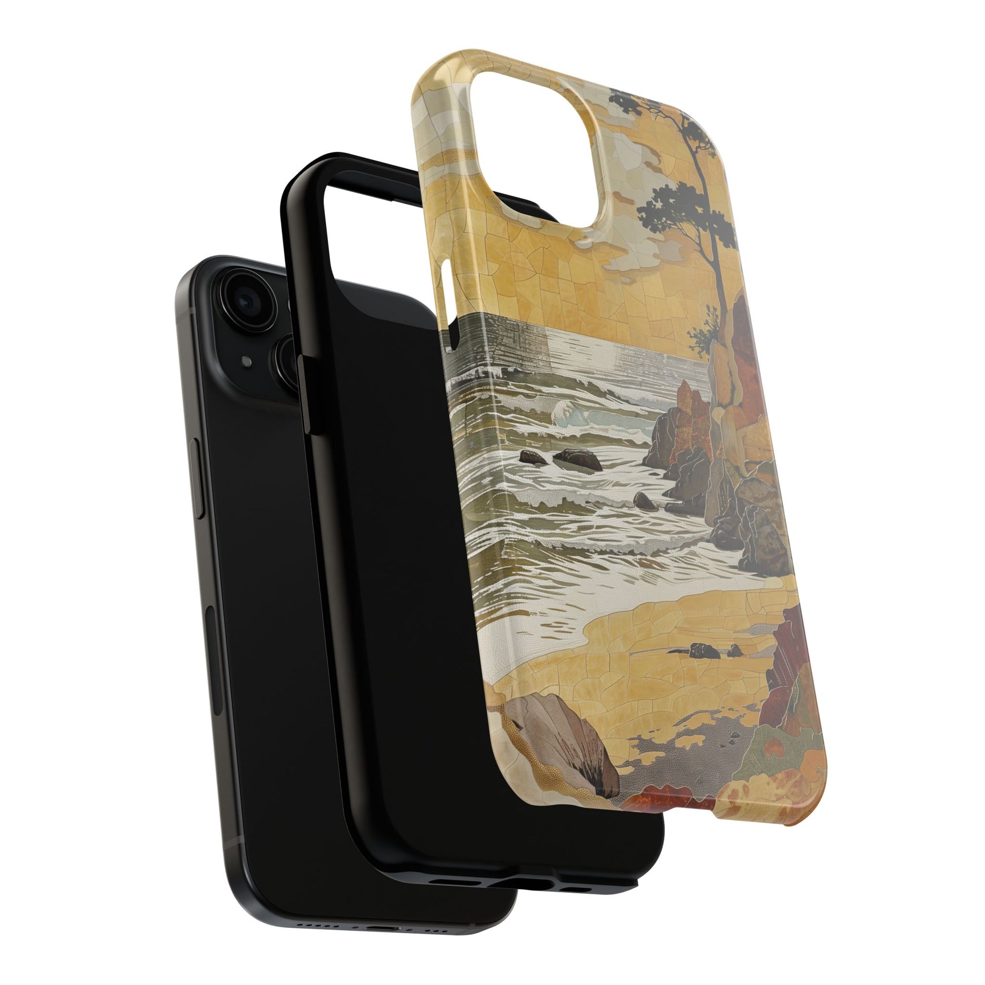 Retro Beach Scene Phone Case, Vintage Tropical Ocean iPhone Case, Summer Beach Phone Cover for iPhone, iphone 15 pro max