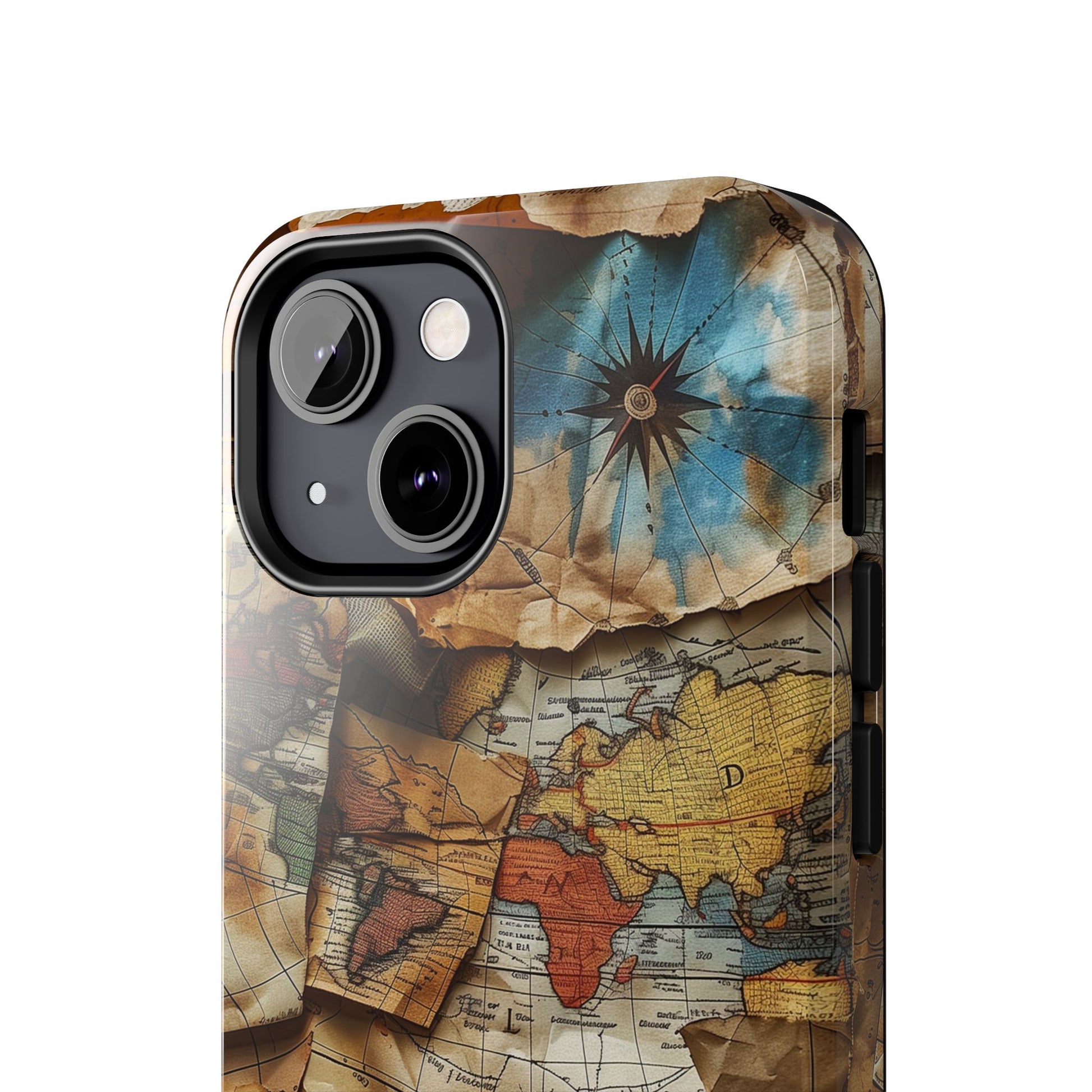 Double Layer Map Phone Case - Protective Phone Case Vintage Map Design - Durable Dual Layer Case with Map Print - Travel Inspired Phone Case