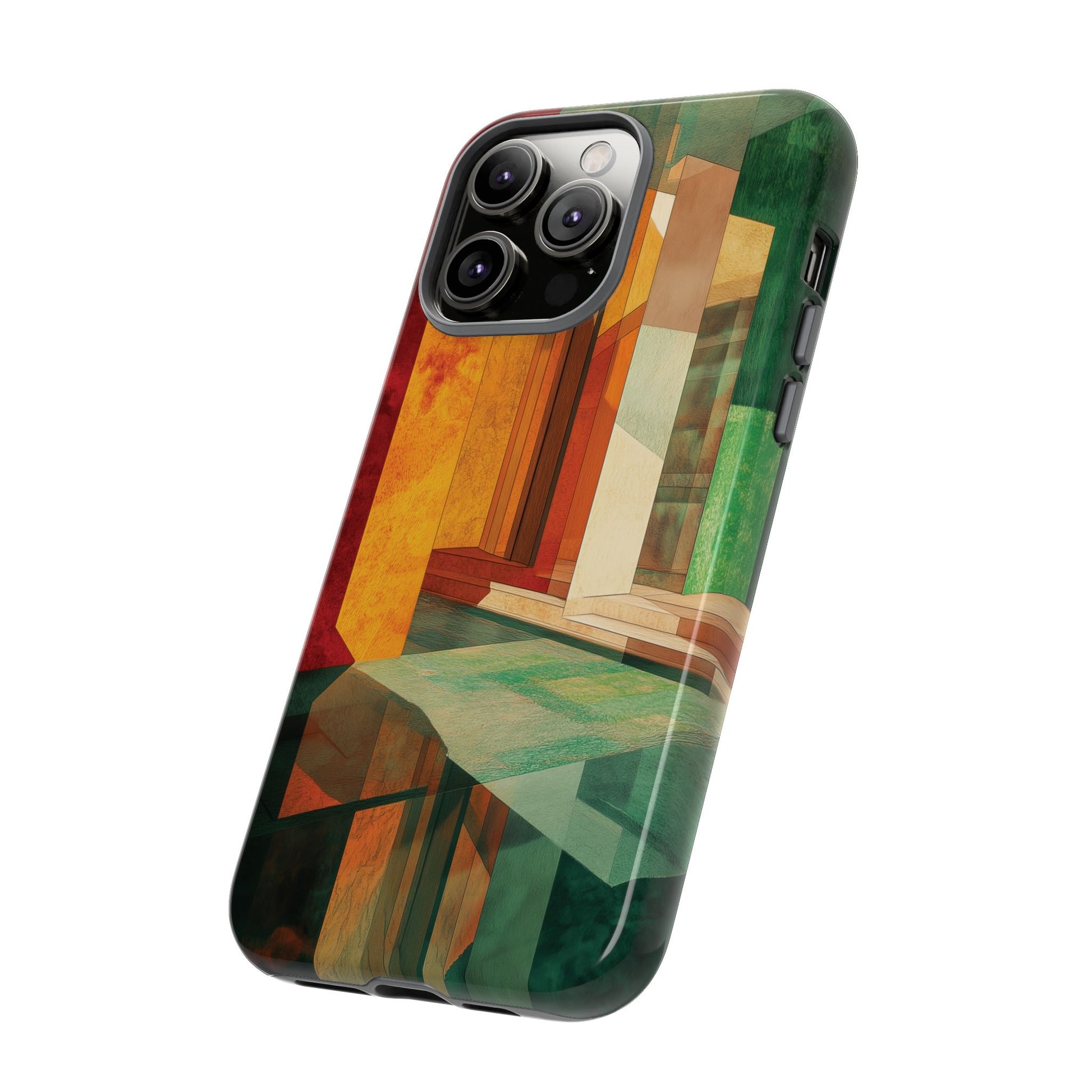 Art Deco Frank Lloyd Wright Inspired Usonian Phone Case Geometric Stained Glass Art Deco Marble Gold 13 14 15 16 iPhone Pro Max Galaxy Pixel