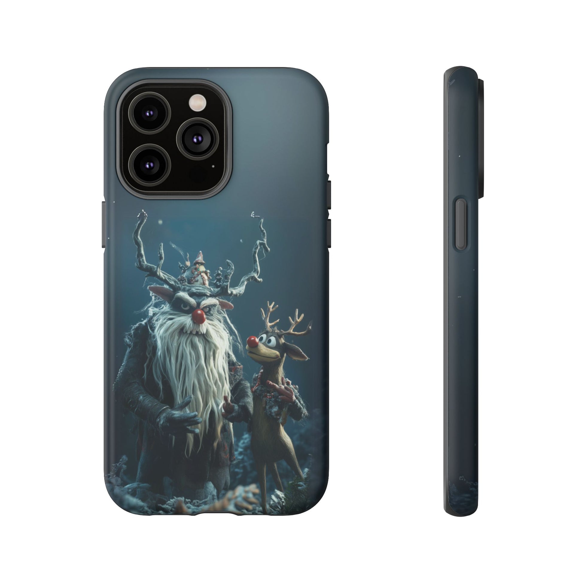 Christmas Rudolph Red Nose Reindeer Krampus Rankin Bass 3D Phone Case Festive Snowflakes iPhone 13 14 15 16 Pro Max Galaxy Pixel