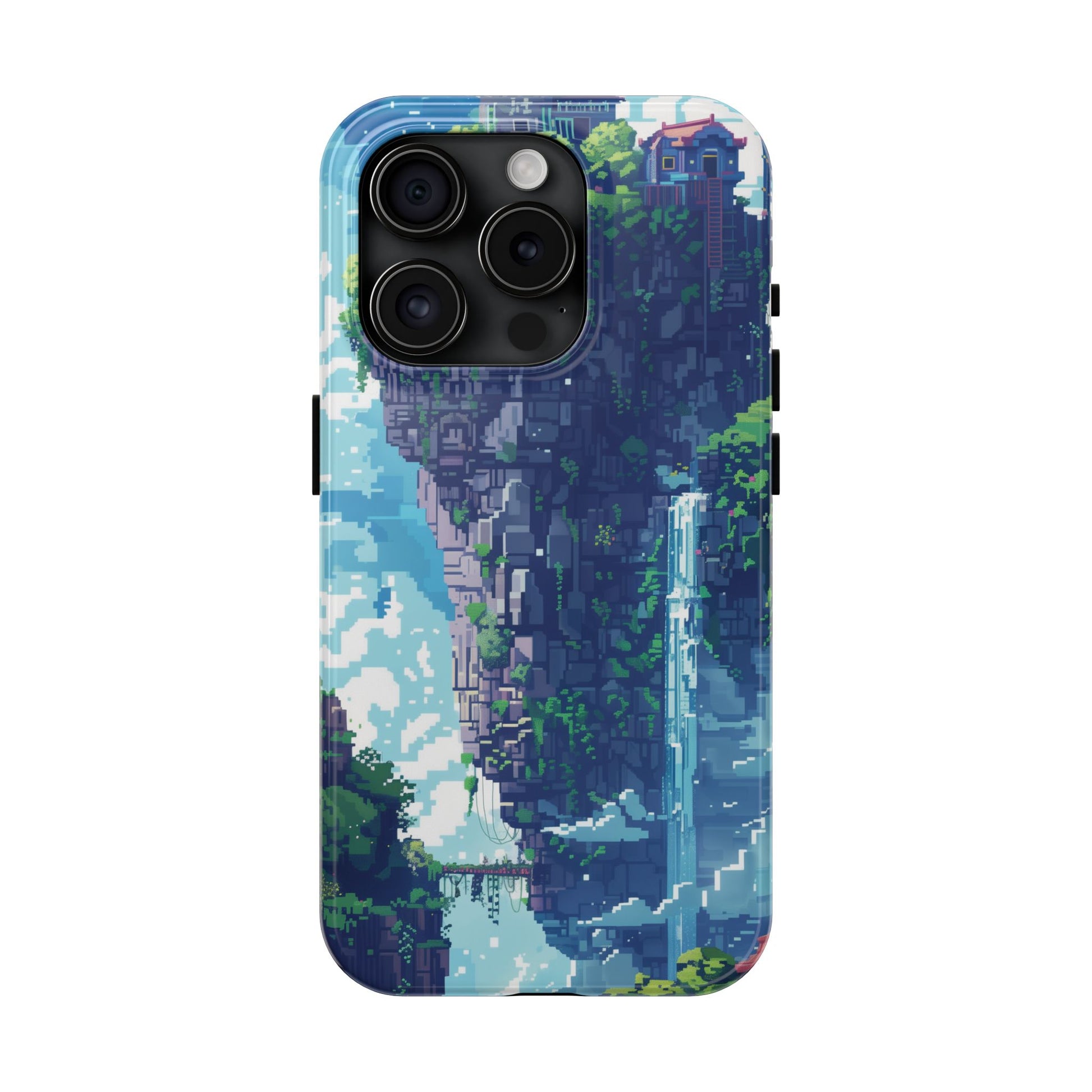 Pixel Art Video Game Landscapes Phone Case, Retro Gaming Pixelated Design, Geeky Gamer Phone Cover, Unique Video Game Art Accessories