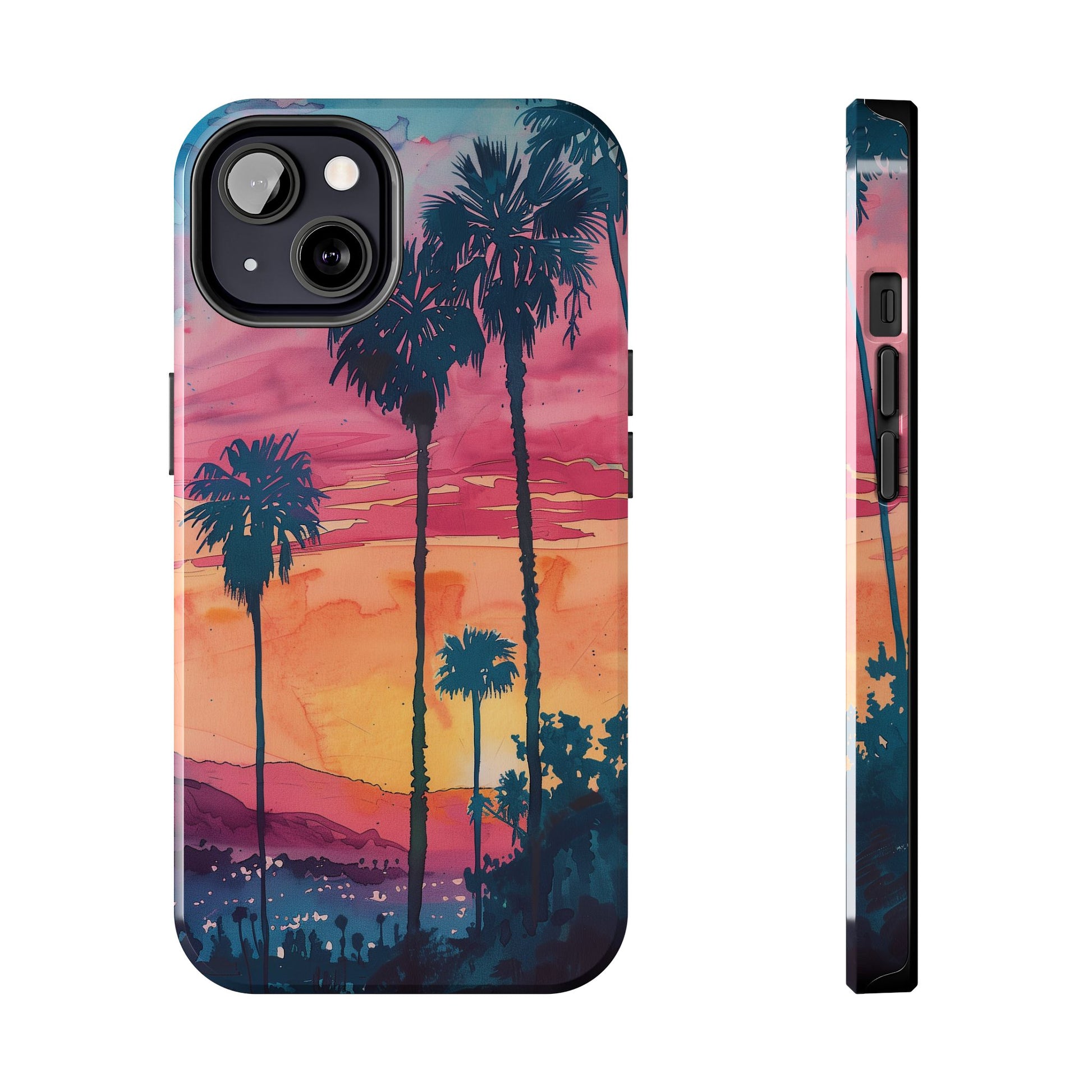 Los Angeles Sunset iPhone Case, Golden Hour Scenic View, Hollywood Hills Sunset Phone Case, Palm Trees Phone Case, iphone 15 pro max case