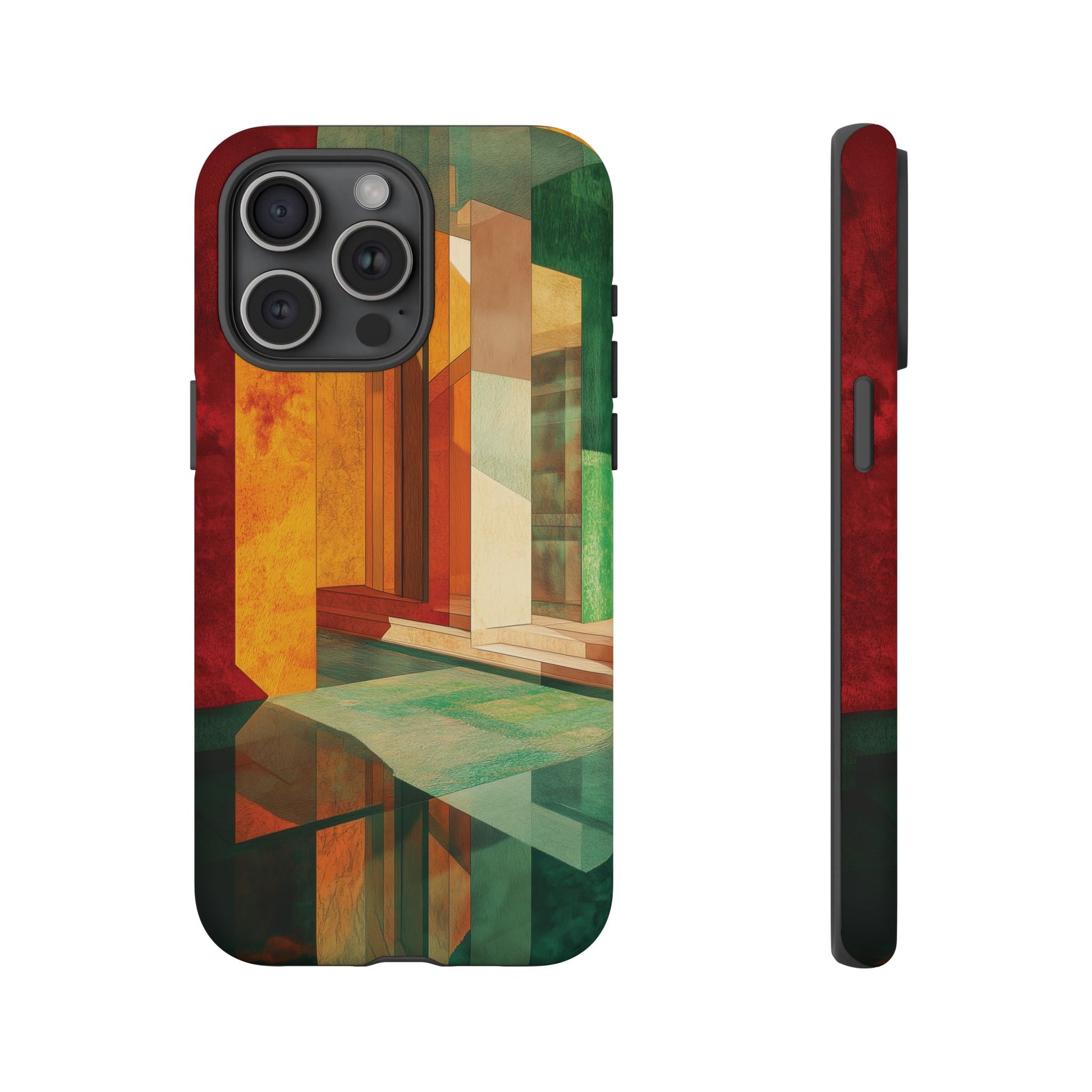 Art Deco Frank Lloyd Wright Inspired Usonian Phone Case Geometric Stained Glass Art Deco Marble Gold 13 14 15 16 iPhone Pro Max Galaxy Pixel