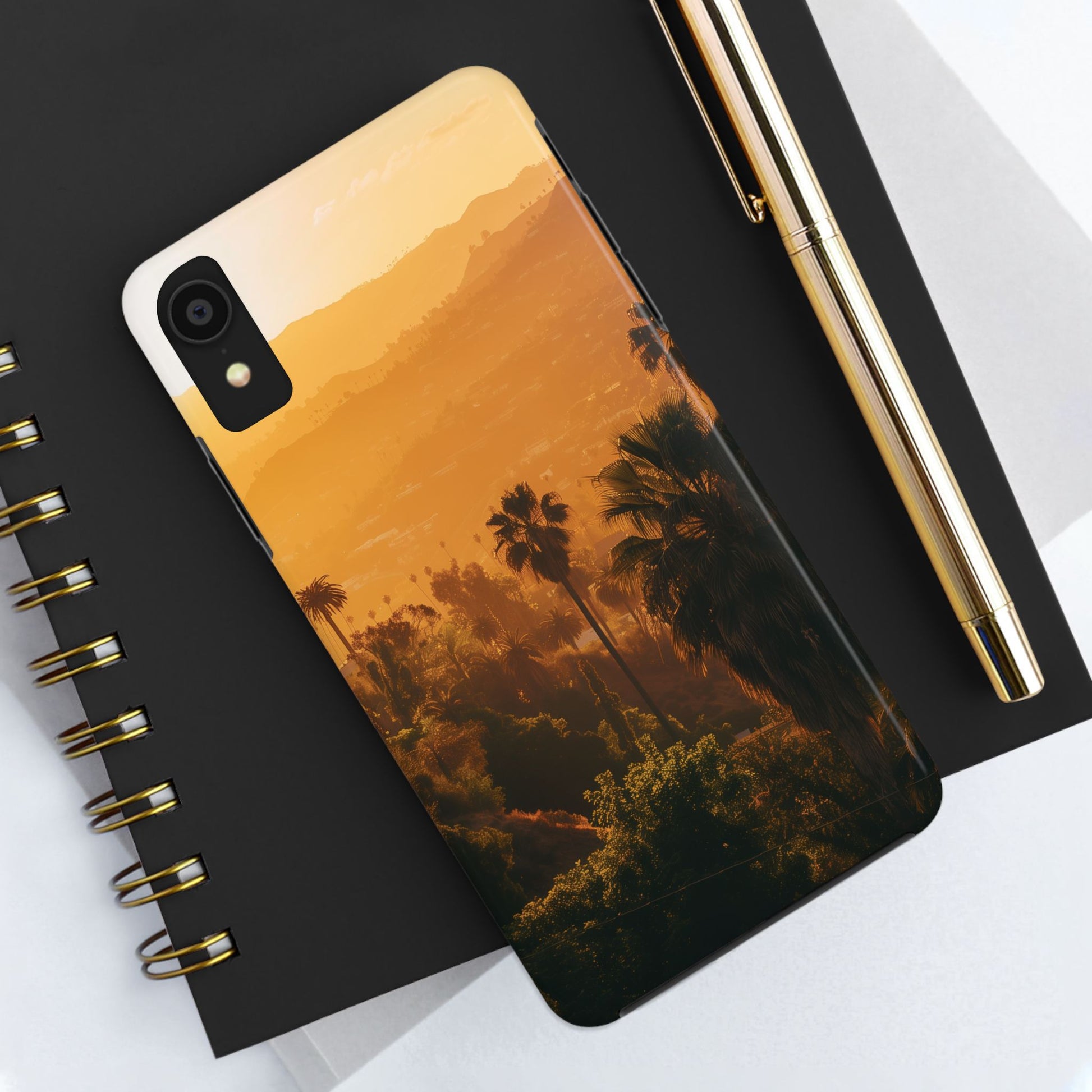 Los Angeles Sunset iPhone Case, Golden Hour Scenic View, Hollywood Hills Sunset Phone Case, Palm Trees Phone Case, iphone 15 pro max case