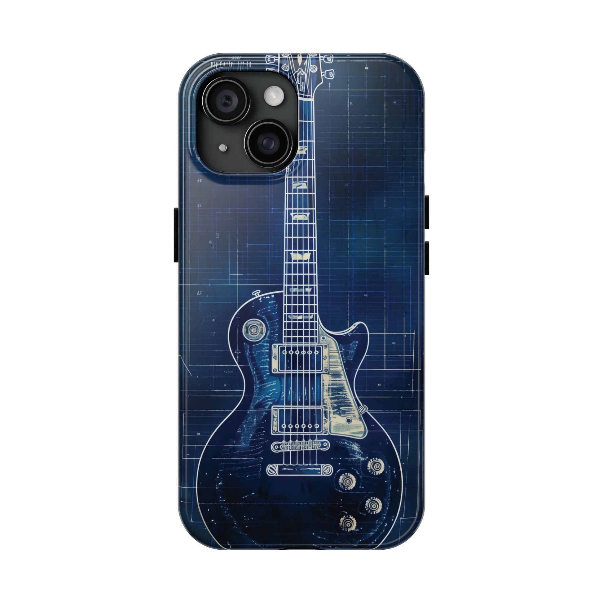 Guitar Phone Case, Guitar Blueprint iPhone Cover, Vintage Guitar Design, Custom iPhone Covers, Rock Music Phone Accessories, Musician Gift