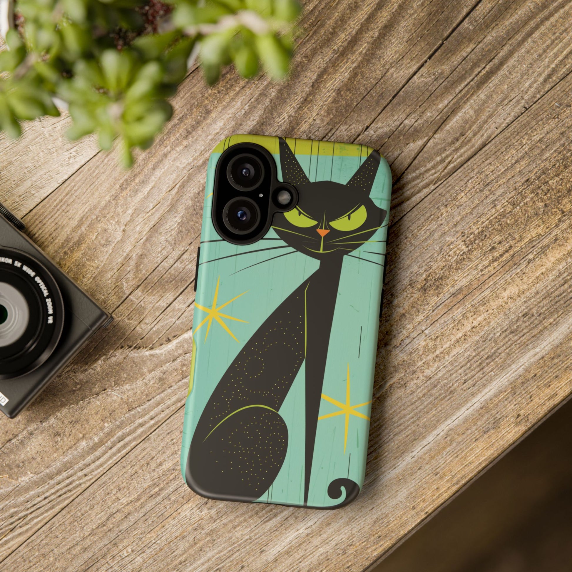 Mid-Century Modern Phone Case, Mid Mod Android Case, Atomic Cats Android Case, Retro Chic Smartphone Cover, Unique Artistic Phone Accessory