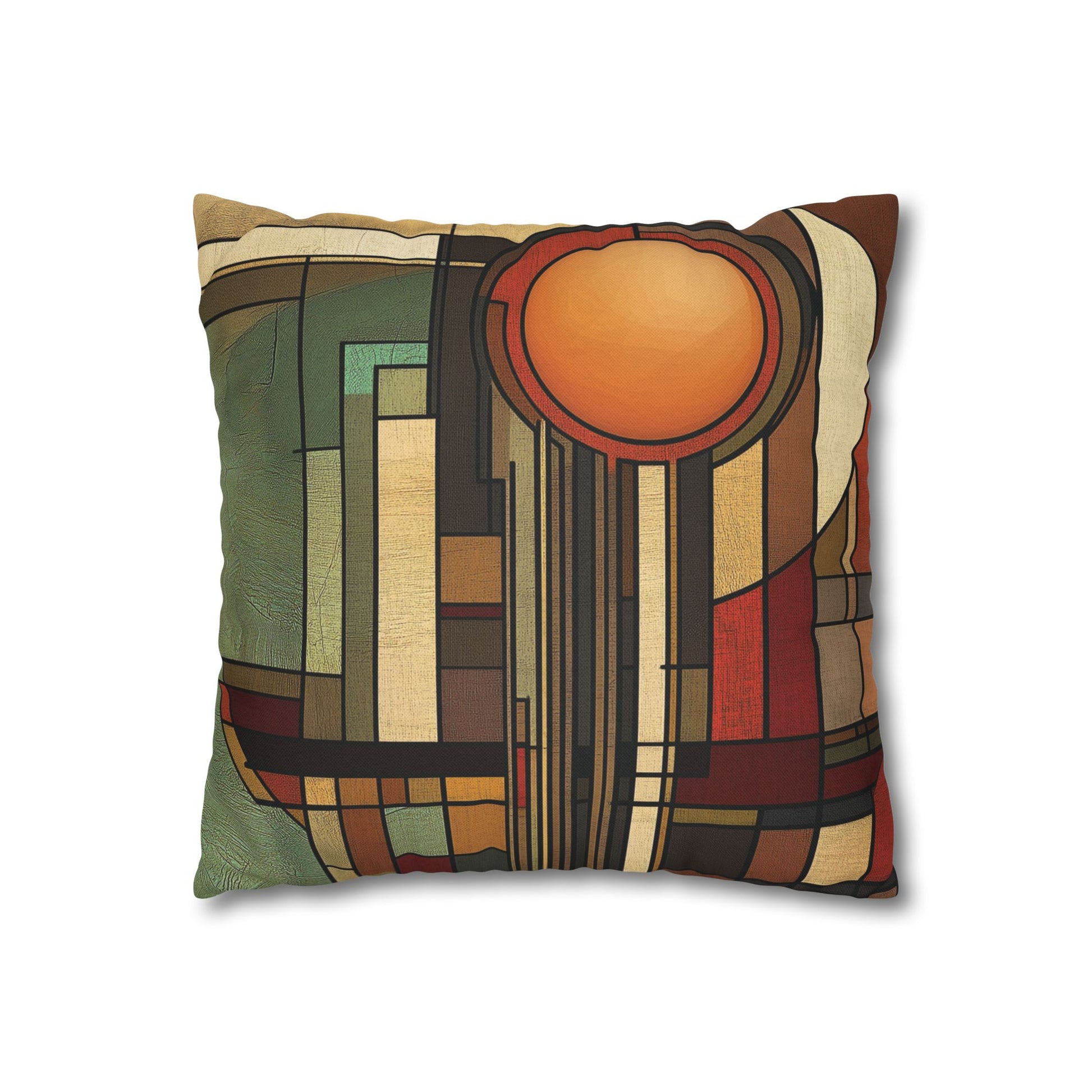 Art Deco Pillowcase, Frank Lloyd Wright Prairie Style, Usonian Nature Designer Mission Style, Perfect Gift for Home - Square Pillow, Home