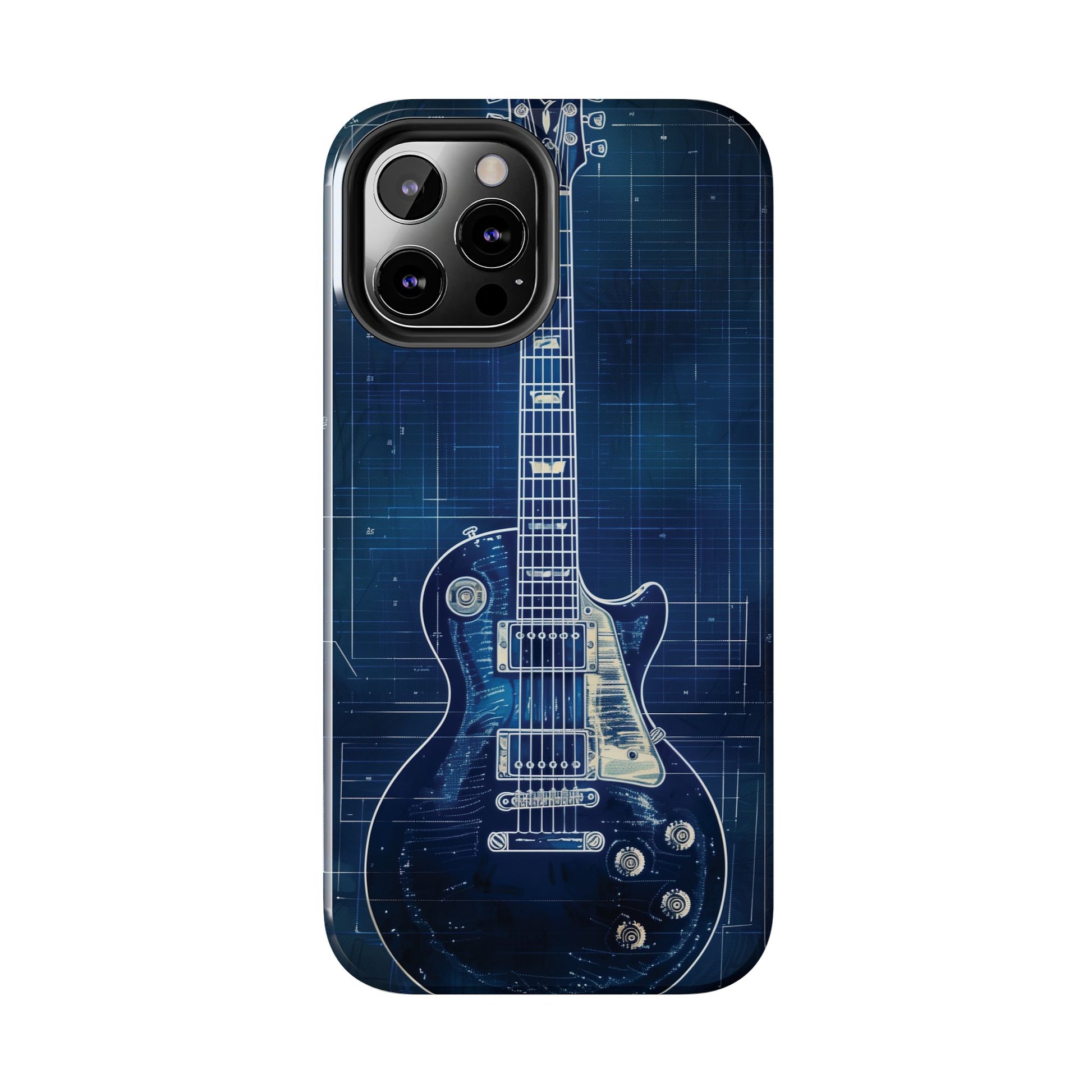 Guitar Phone Case, Guitar Blueprint iPhone Cover, Vintage Guitar Design, Custom iPhone Covers, Rock Music Phone Accessories, Musician Gift