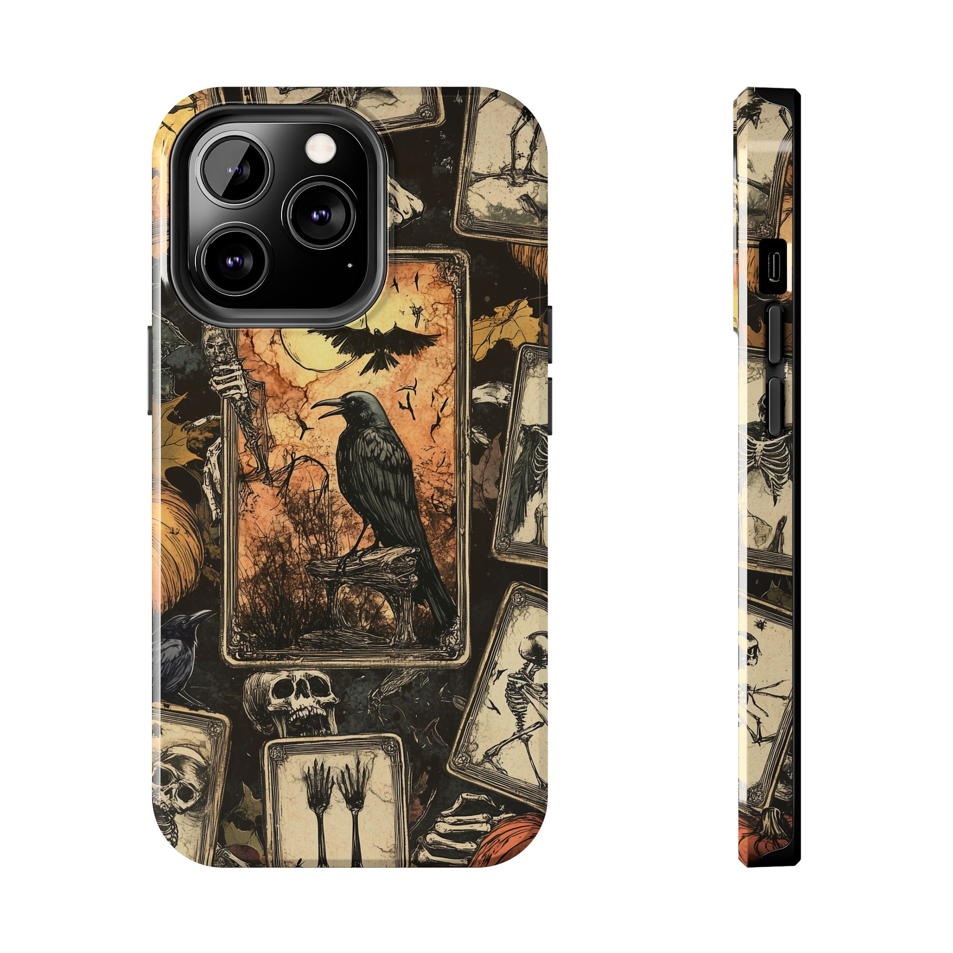 Mystical Phone Case Psychic Tarot The Crow Dark Academia Halloween Gothic Phone Case Street iPhone 15 Pro Max Samsung Galaxy B