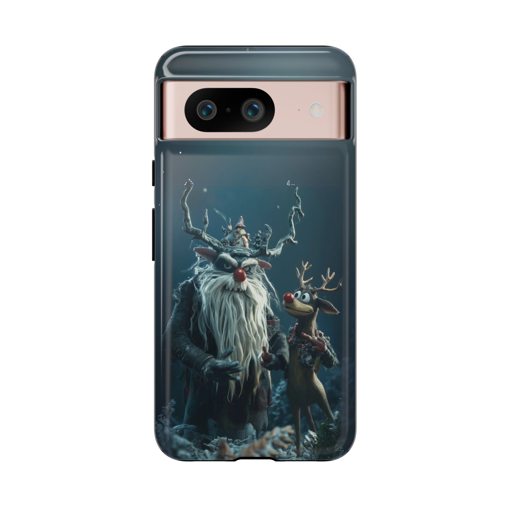 Christmas Rudolph Red Nose Reindeer Krampus Rankin Bass 3D Phone Case Festive Snowflakes iPhone 13 14 15 16 Pro Max Galaxy Pixel