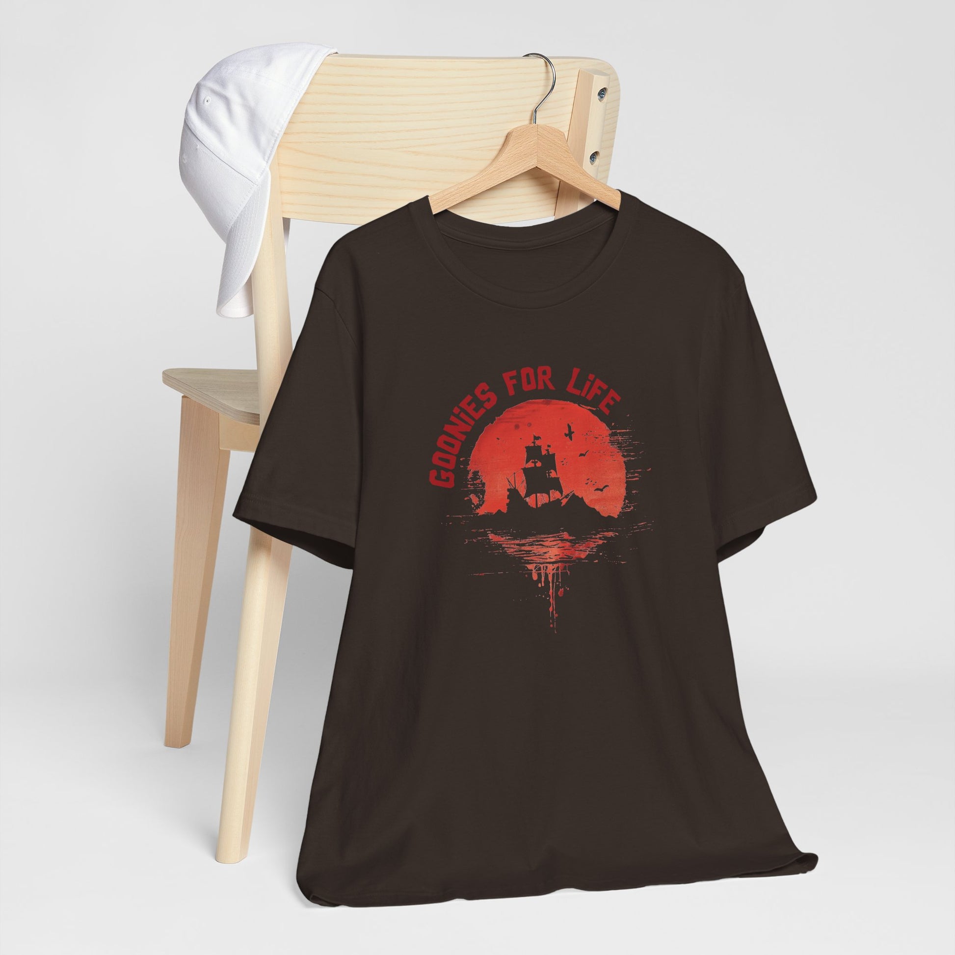 Goonies For Life Vintage Style Sunset Pirate Ship Tee