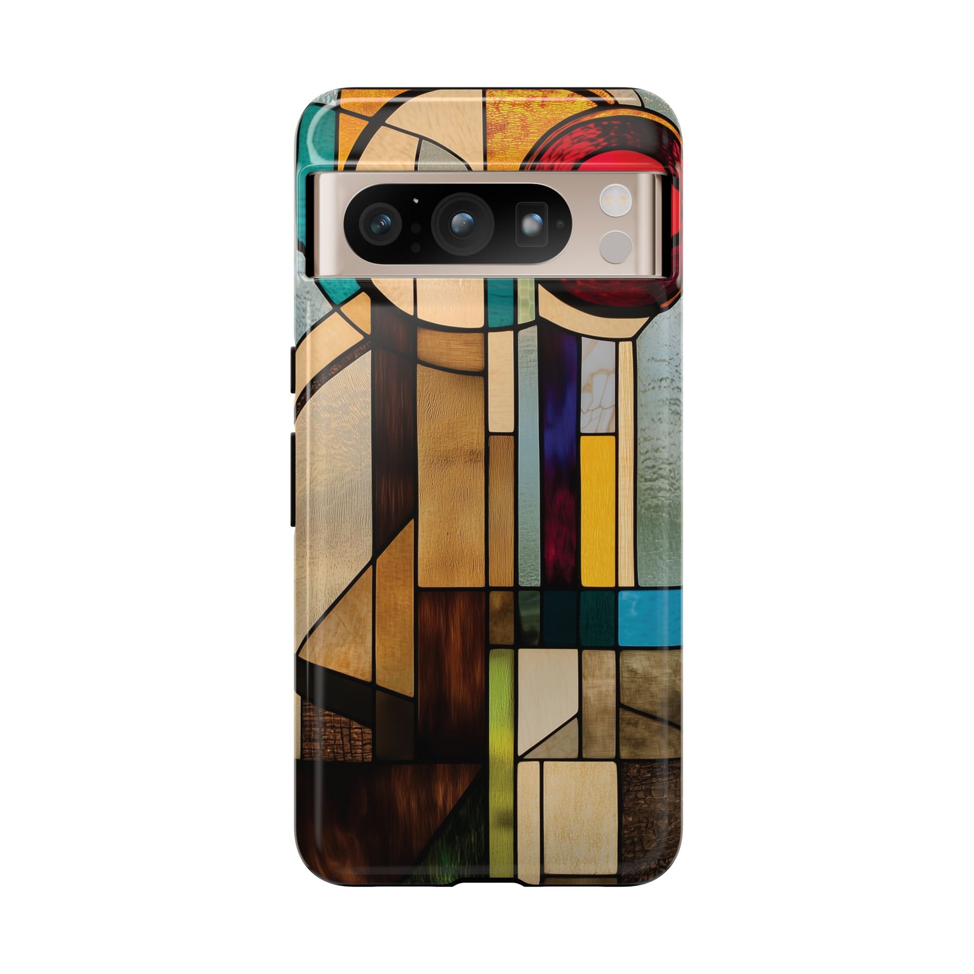 Stained Art Deco Glass Phone Case Frank Lloyd Wright Cottage Core Usonian Prairie Style Geometric Stylish  iPhone 14 15 16 Pro