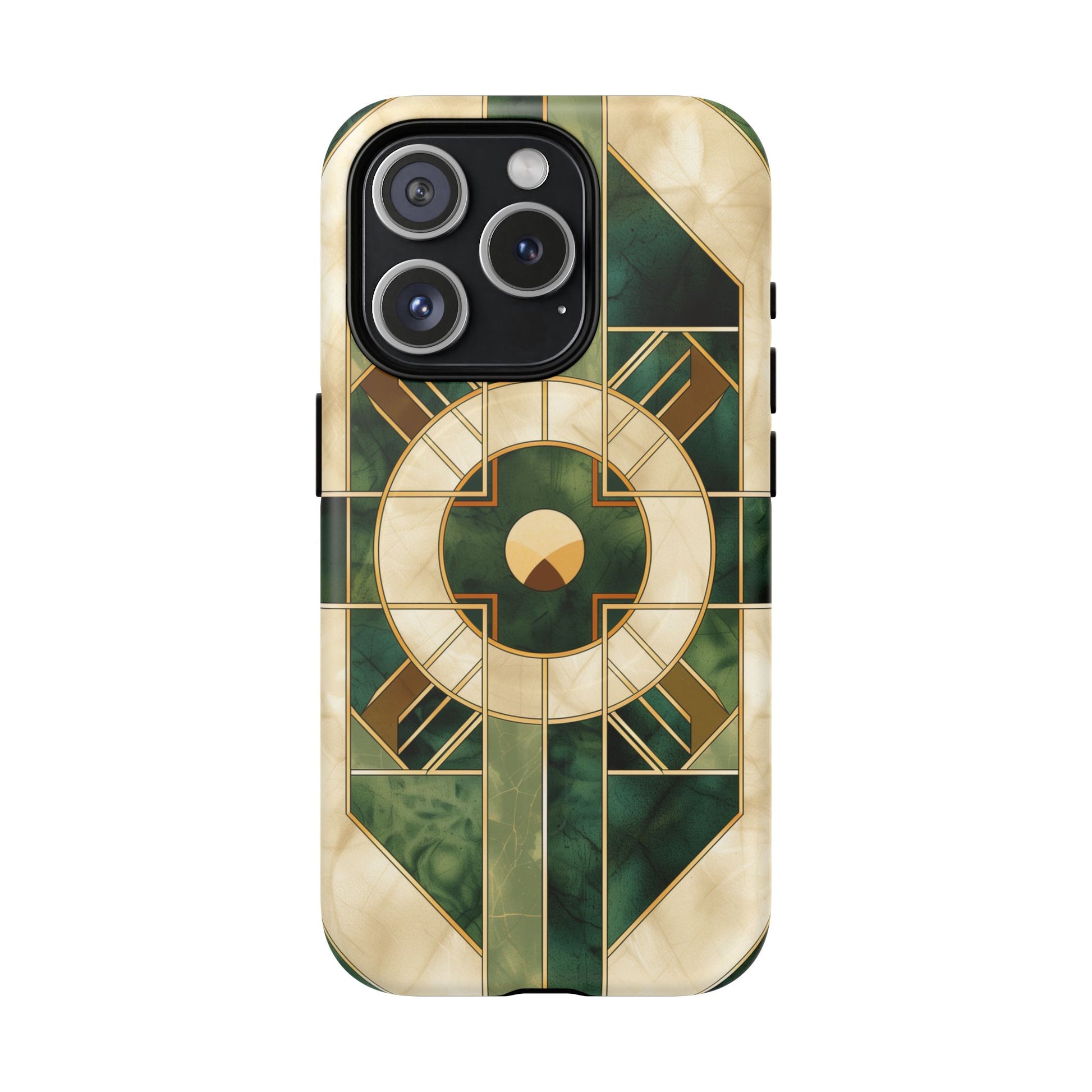 Green Frank Lloyd Wright Magsafe Inspired Case Geometric Elegance Marble Gold Stained Glass Art Deco iPhone 14 15 16 Pro Max Plus MagSafe