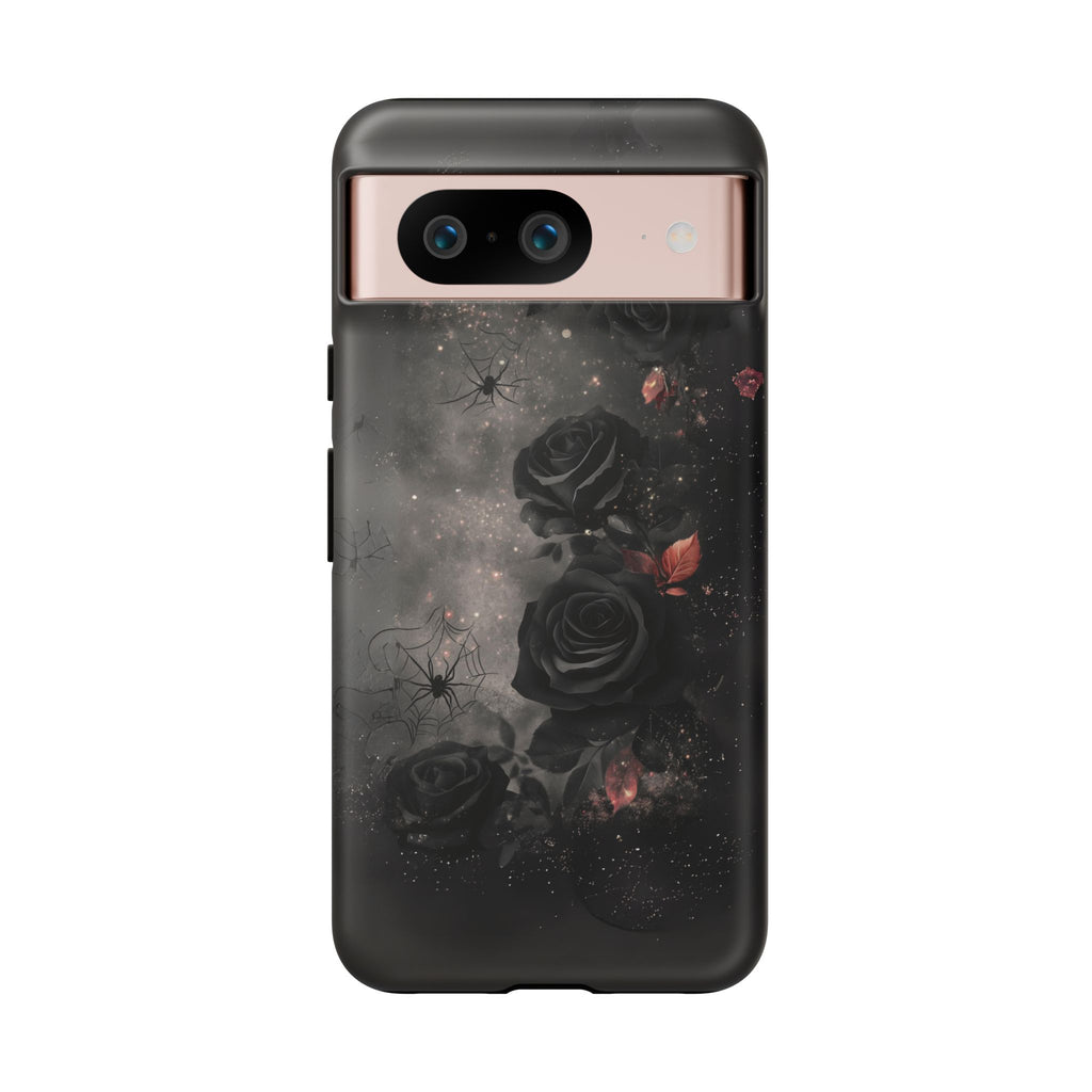 Gothic Floral Phone Case Dark Academia Black Roses Spider Webs Space Witchcraft Night Sky iPhone 13 14 15 16 Pro Max Galaxy Pixel
