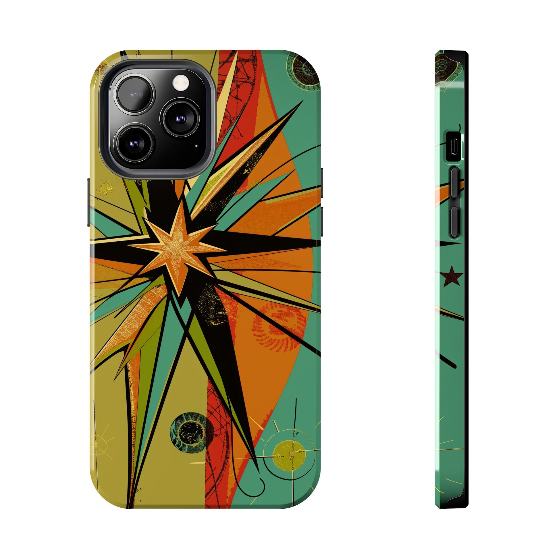 Mid Century Modern Star Design Phone Case, Earth Tone Colors, Retro Style Smartphone Cover, Vintage Phone Case, iPhone 14 Case, Apple iPhone