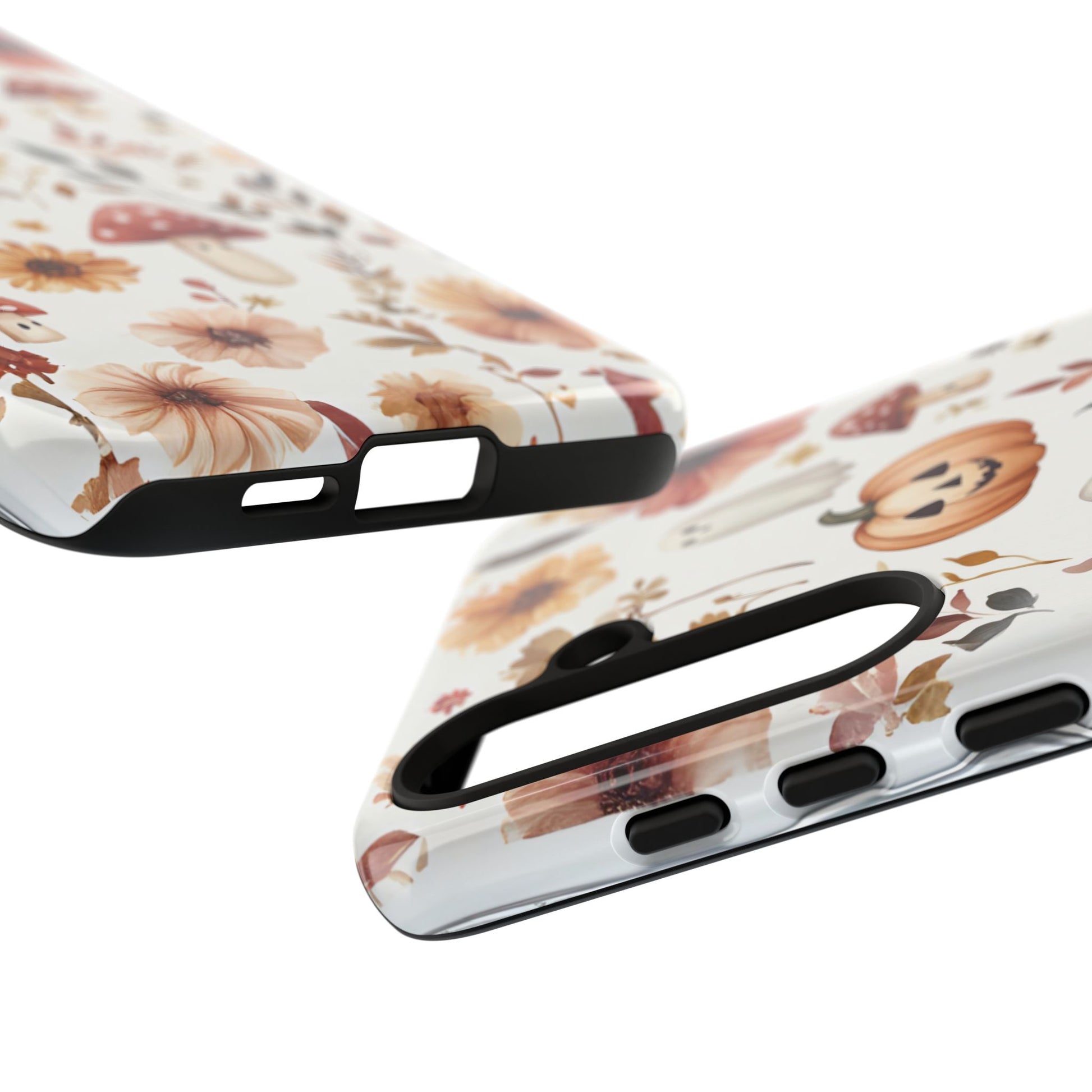 Cottagecore Fall Floral Phone Case for iPhone Samsung Pixel Autumn Pumpkin Tough Case iPhone 16 15 14 13 Pro Max