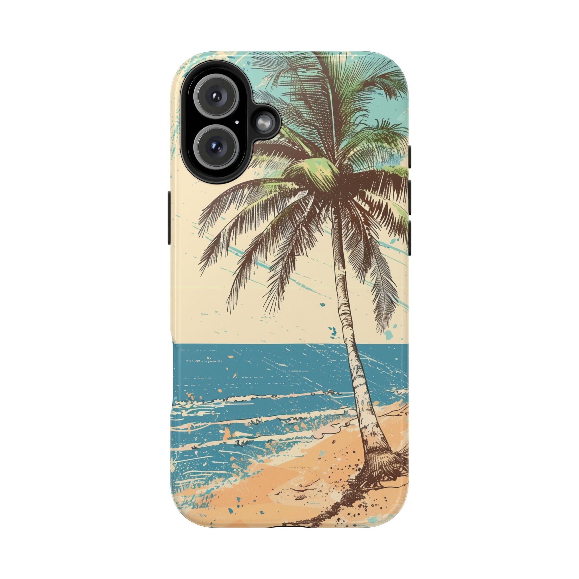 Retro Beach Scene Phone Case, Vintage Tropical Ocean iPhone Case, Summer Beach Phone Cover for iPhone, iphone 15 pro max