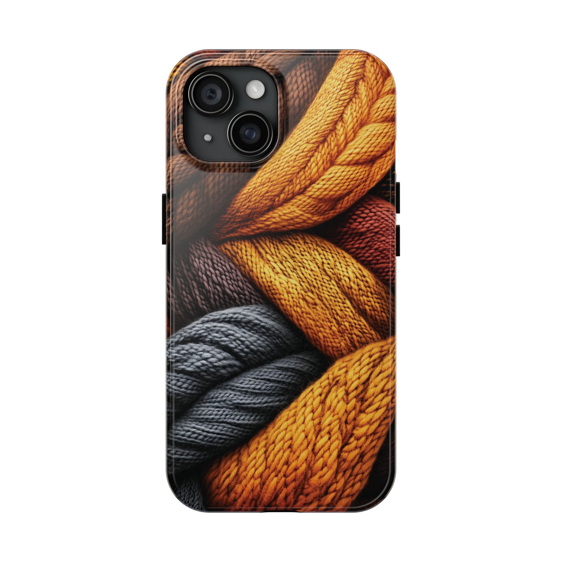 Fall Knit Sweater Cozy Cottagecore Phone Case Boho Embroidered Fall Colors Phone Cover for iPhone 13 14 15 Pro, Samsung Galaxy S22 S23