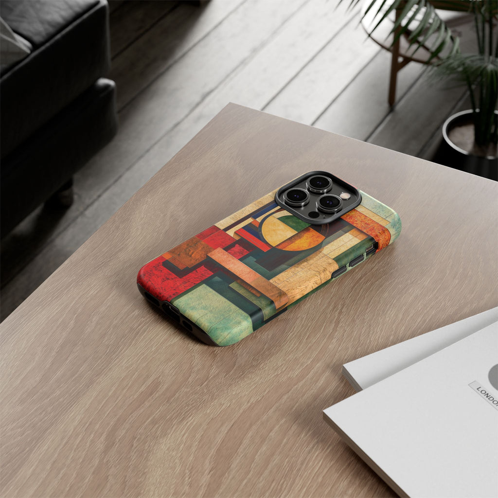 Tan Prairie Style Frank Lloyd Wright Usonian Phone Case Geometric Stained Glass Art Deco Marble Gold 13 14 15 16 iPhone Pro Max Galaxy Pixel