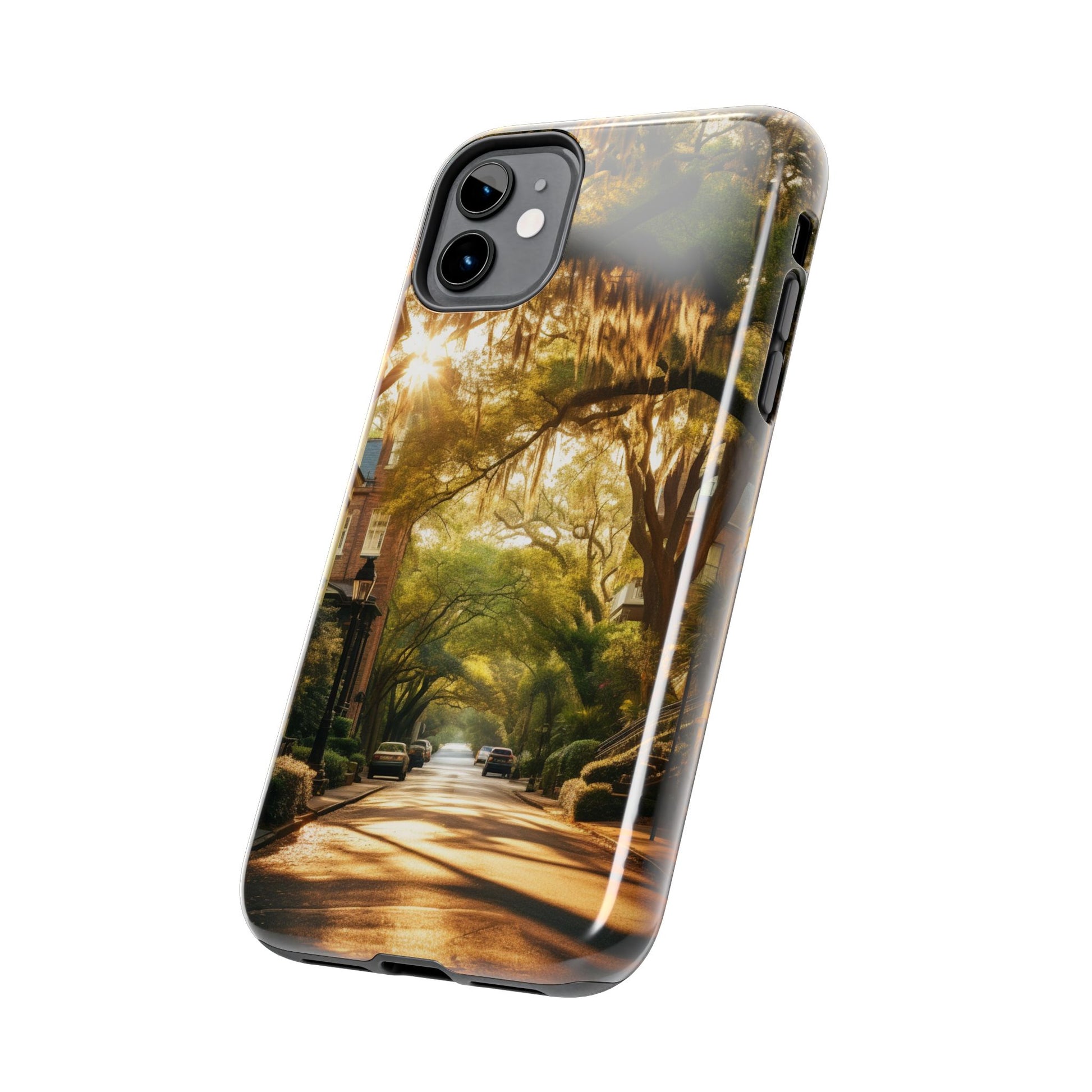 Historic Savannah Georgia Street Scene Phone Case - Unique Protective Cover for iPhone Models, Perfect Souvenir or Gift