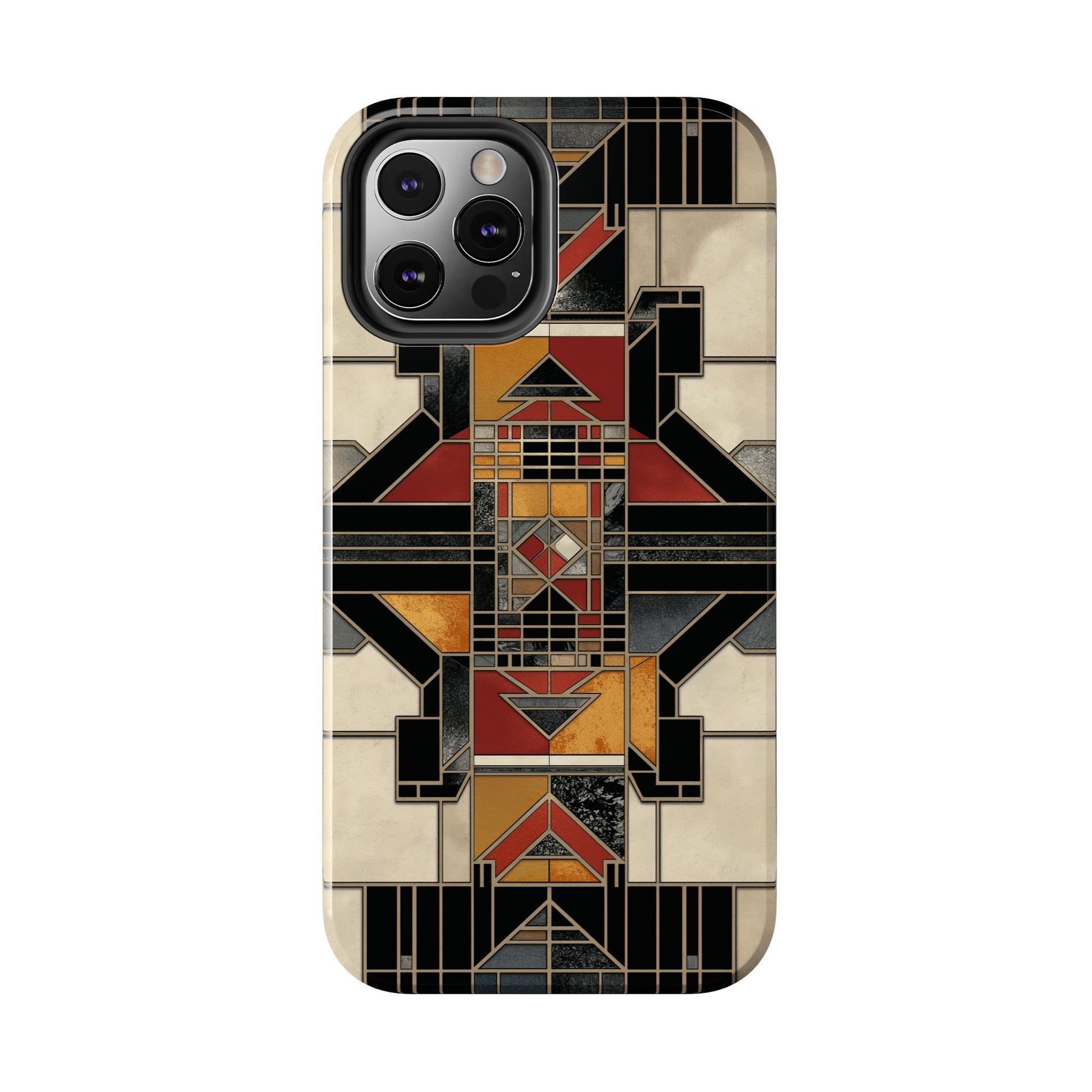 Frank Lloyd Wright Inspired Stained Glass Phone Case - Geometric Elegance for iPhone Models