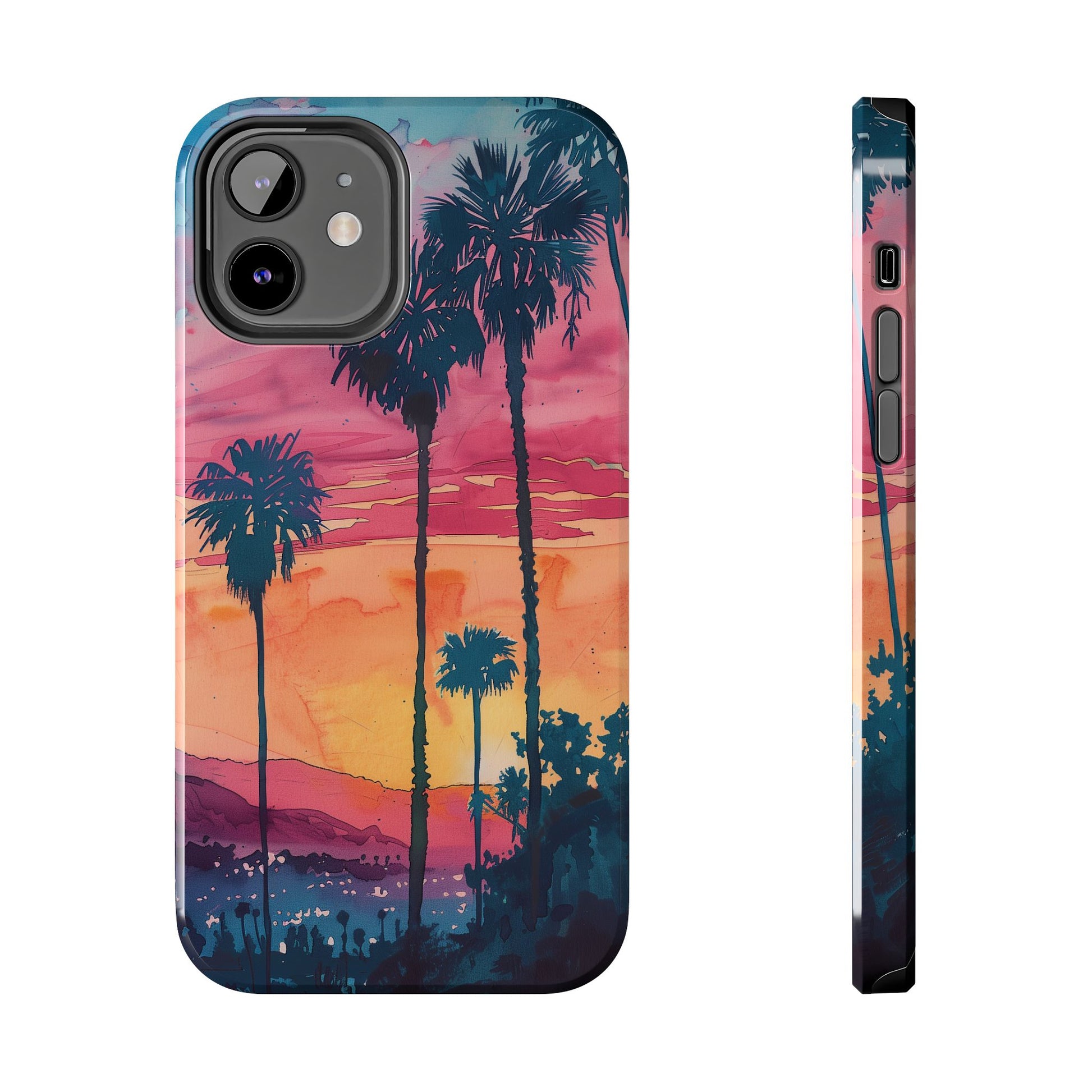 Los Angeles Sunset iPhone Case, Golden Hour Scenic View, Hollywood Hills Sunset Phone Case, Palm Trees Phone Case, iphone 15 pro max case