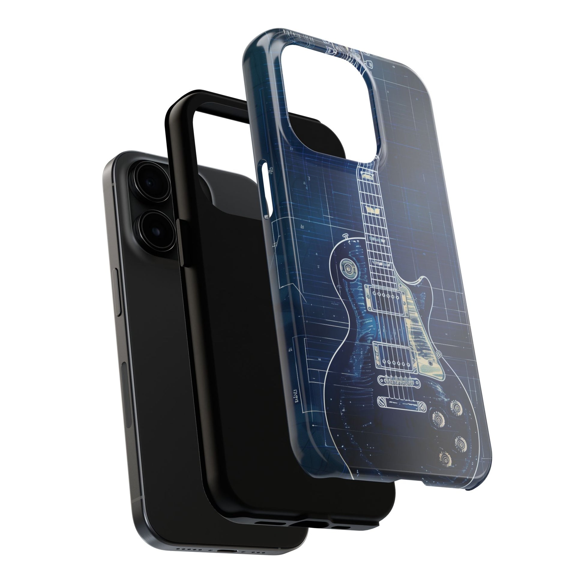 Guitar Phone Case, Guitar Blueprint iPhone Cover, Vintage Guitar Design, Custom iPhone Covers, Rock Music Phone Accessories, Musician Gift