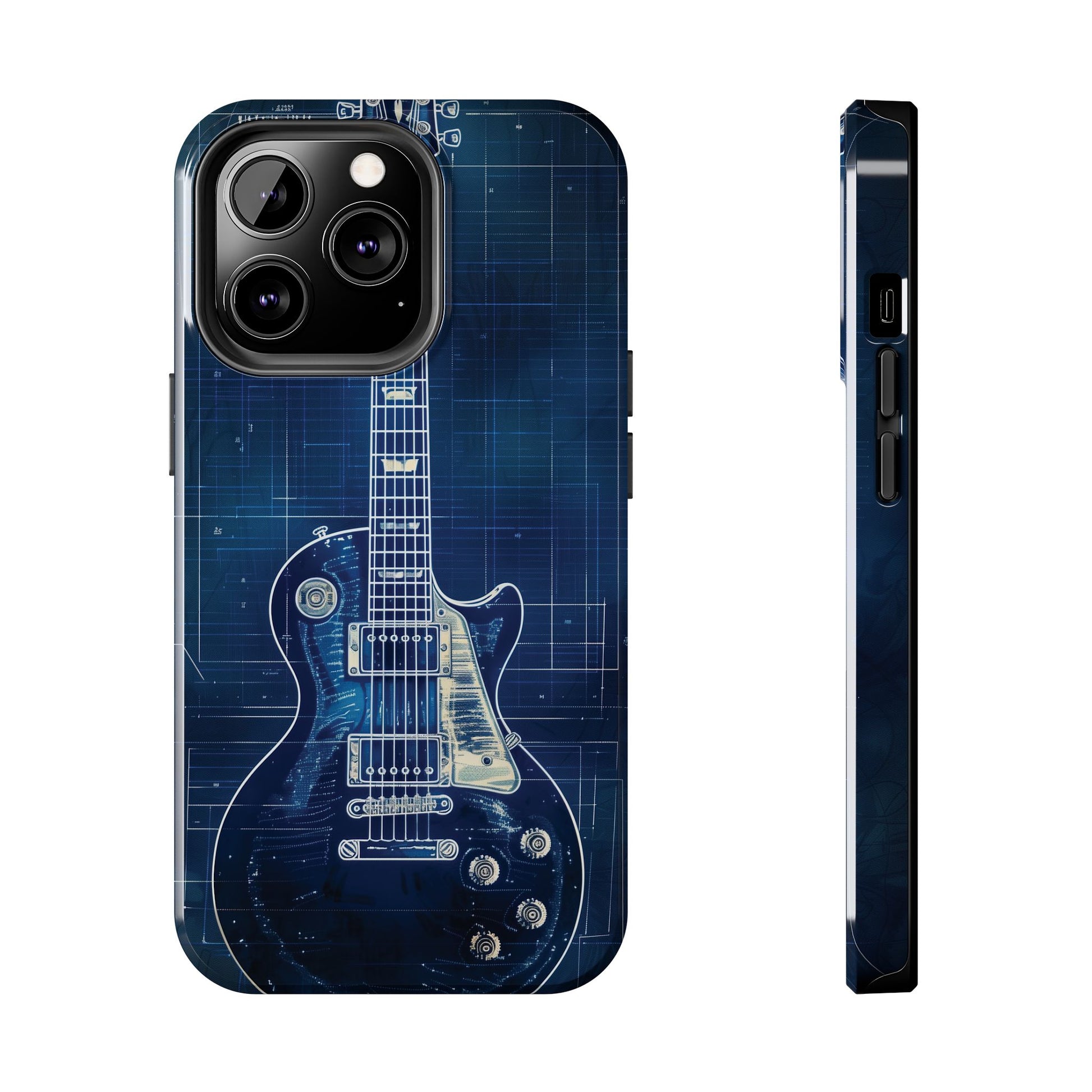 Guitar Phone Case, Guitar Blueprint iPhone Cover, Vintage Guitar Design, Custom iPhone Covers, Rock Music Phone Accessories, Musician Gift