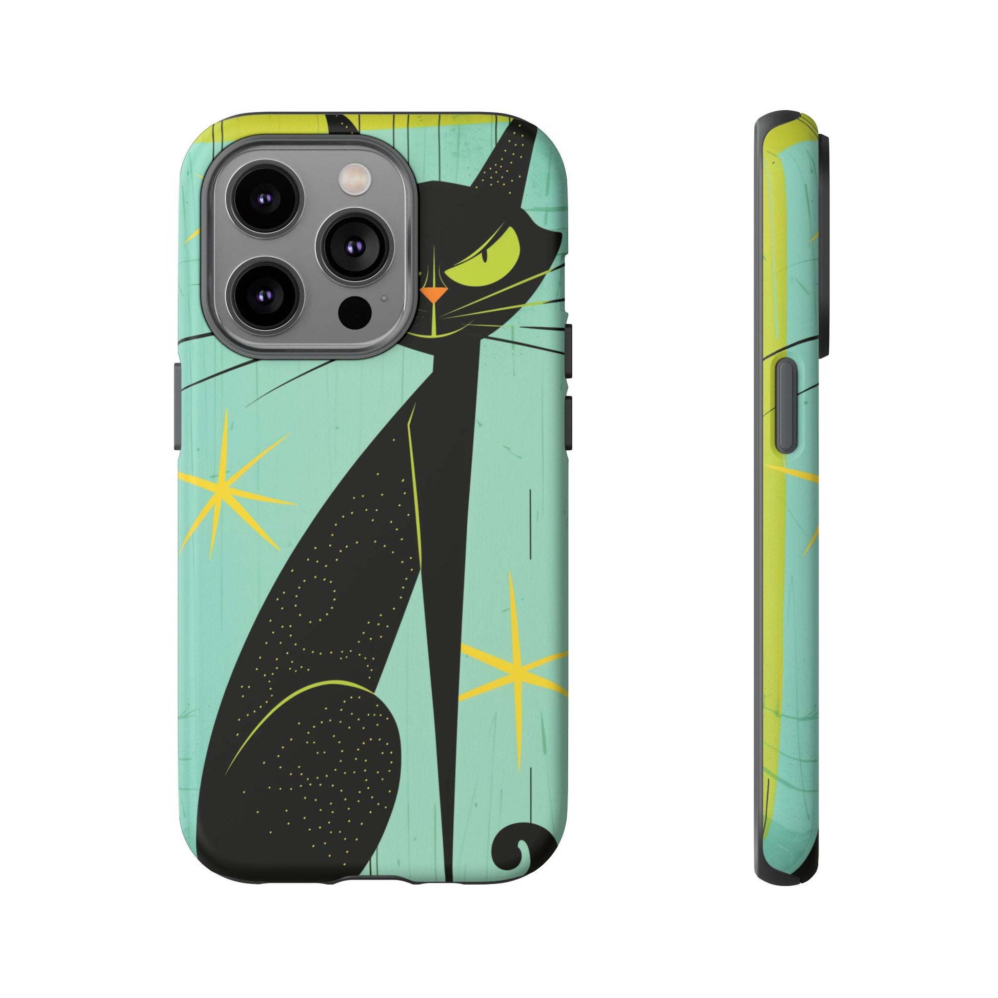 Mid-Century Modern Phone Case, Mid Mod Android Case, Atomic Cats Android Case, Retro Chic Smartphone Cover, Unique Artistic Phone Accessory