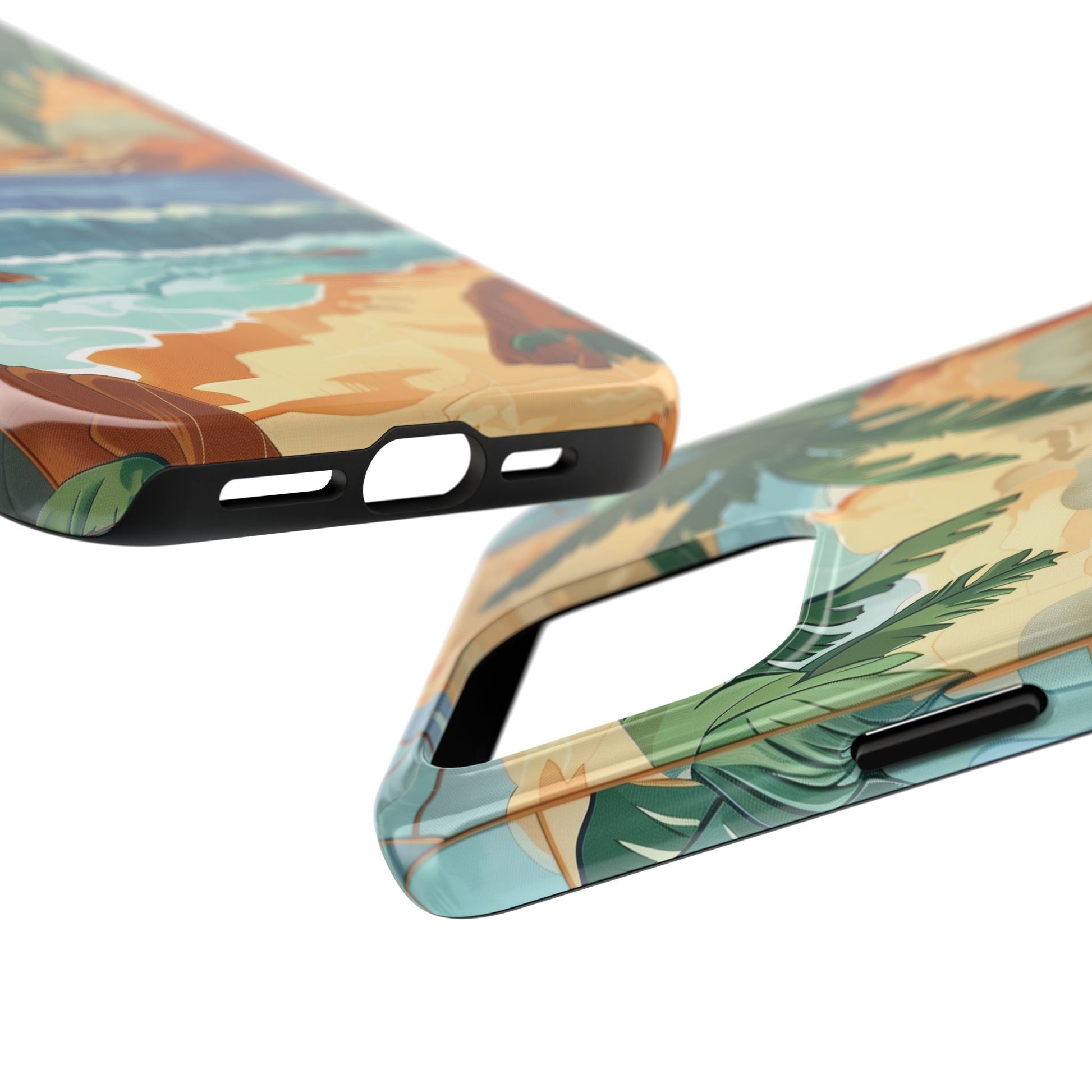 Retro Beach Scene Phone Case, Vintage Tropical Ocean iPhone Case, Summer Beach Phone Cover for iPhone, iphone 15 pro max
