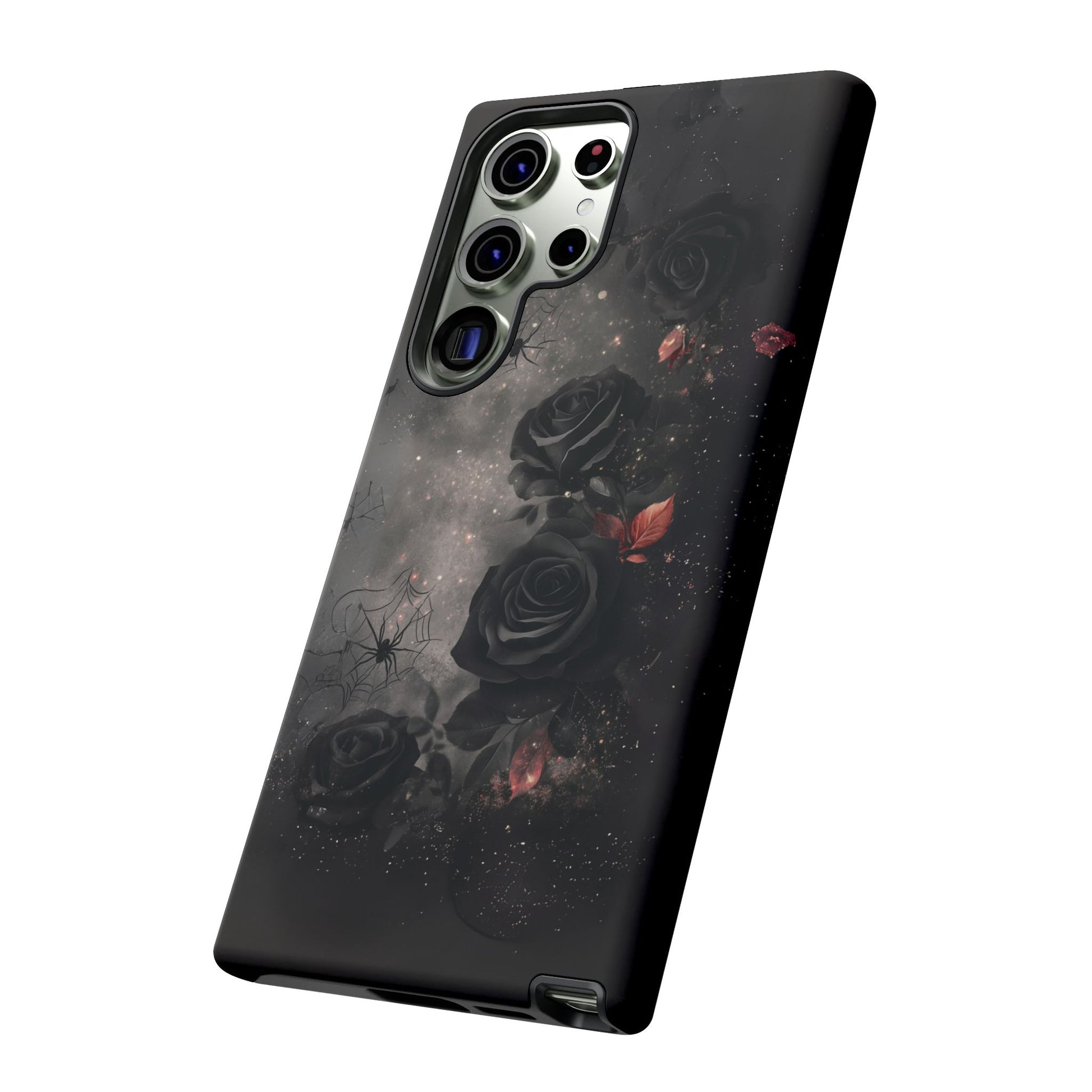 Gothic Floral Phone Case Dark Academia Black Roses Spider Webs Space Witchcraft Night Sky iPhone 13 14 15 16 Pro Max Galaxy Pixel