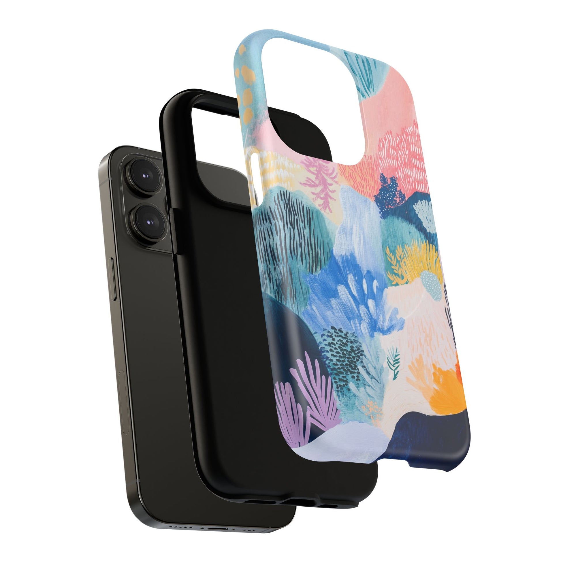 Cottagecore Coral Reef Pastel Abstract Art Magsafe Field Landscape  Floral Nature Hand Painted Artistic iPhone 14 15 16 Pro Max Plus