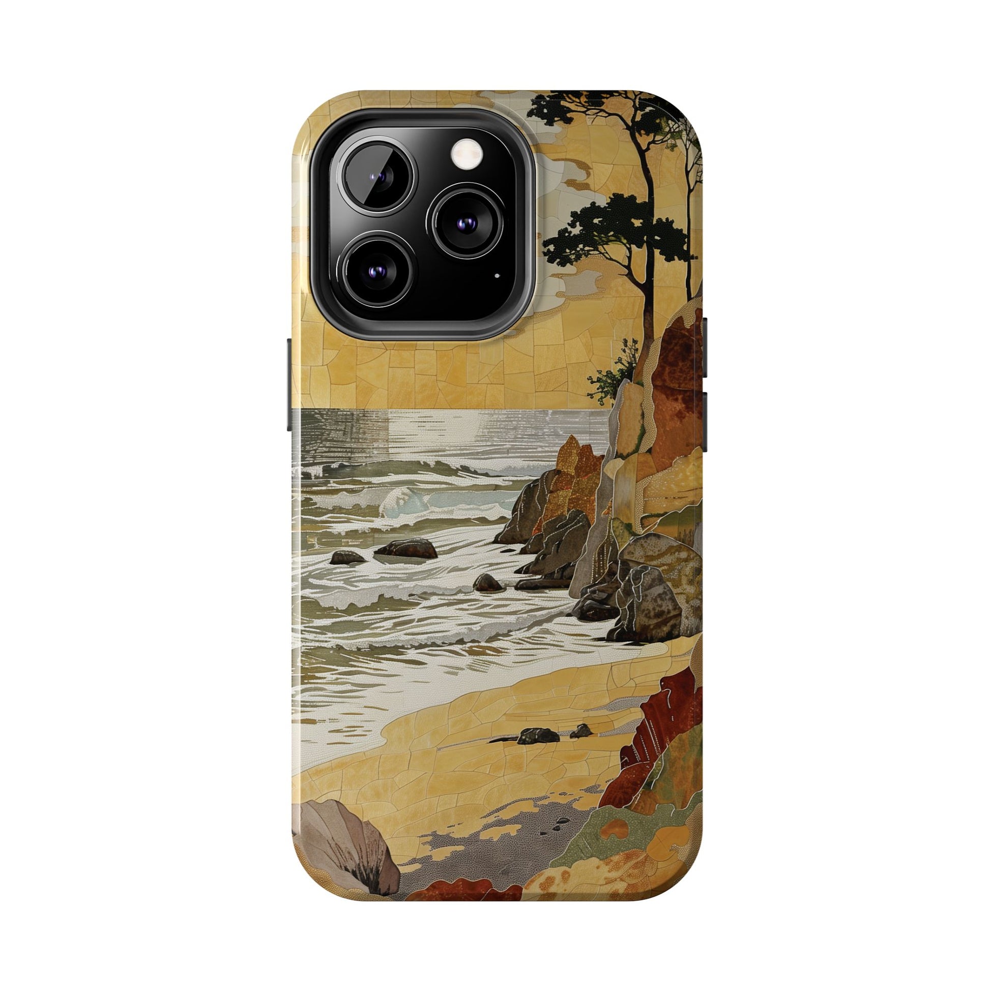 Retro Beach Scene Phone Case, Vintage Tropical Ocean iPhone Case, Summer Beach Phone Cover for iPhone, iphone 15 pro max