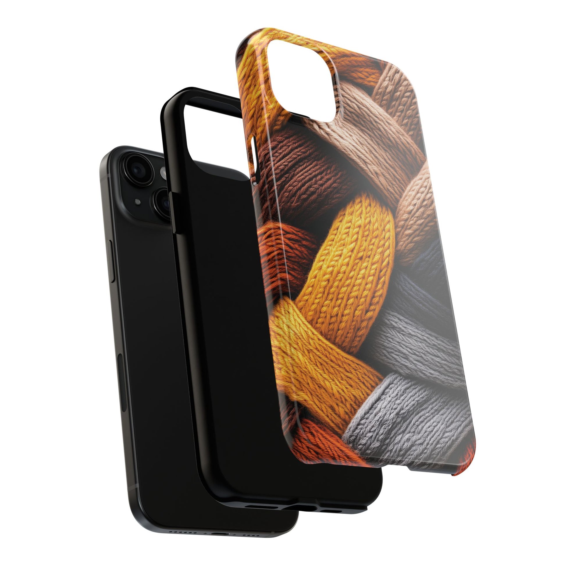 Cozy Boho Fall Knit Sweater Cottagecore Phone Case Boho Embroidered Fall Colors Phone Cover for iPhone 13 14 15 Pro, Samsung Galaxy S22 S23