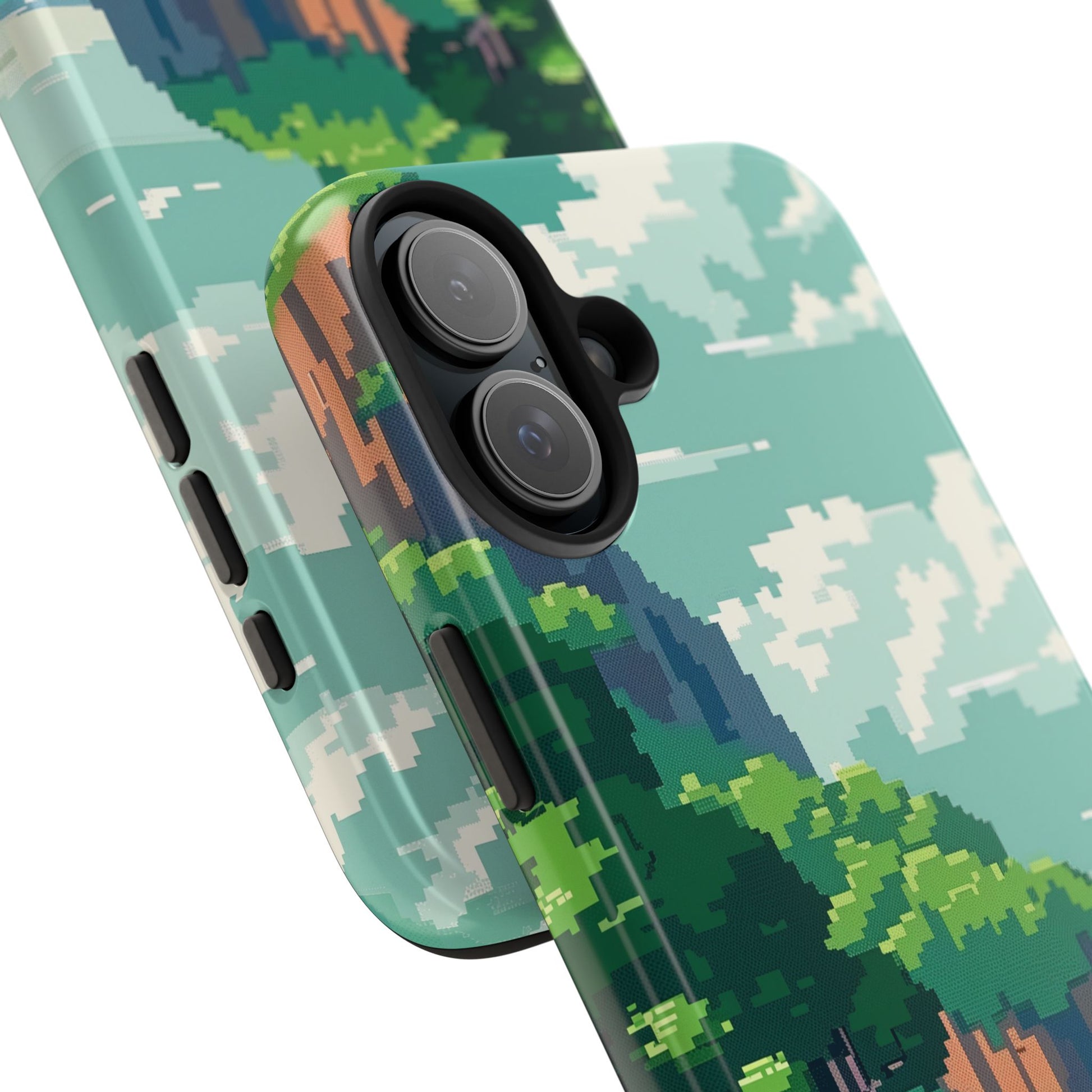 Pixel Art Video Game Landscapes Phone Case, Retro Gaming Pixelated Design, Geeky Gamer Phone Cover, Unique Video Game Art Accessories