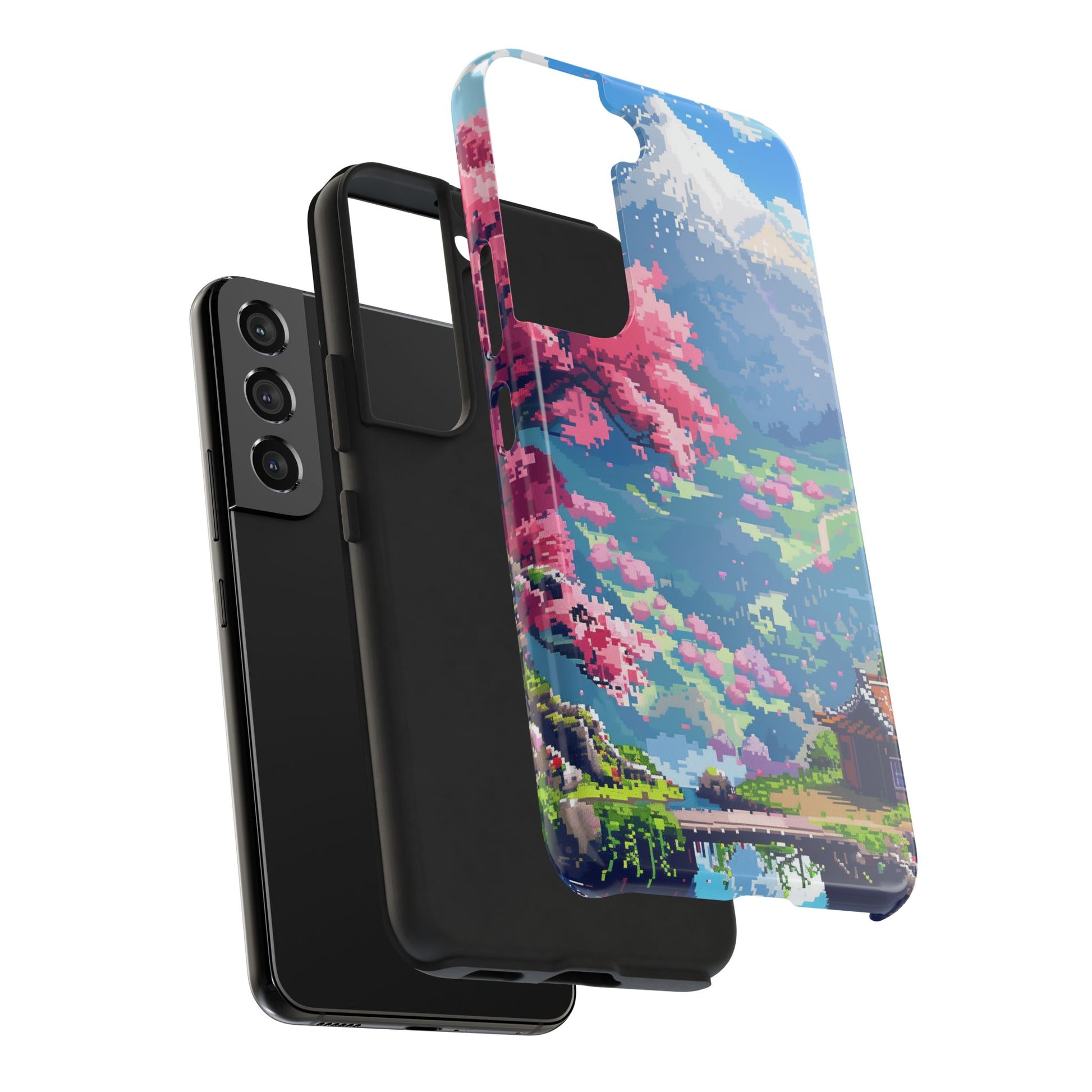 Pixel Art Video Game Landscapes Phone Case, Retro Gaming Pixelated Design, Geeky Gamer Phone Cover, Unique Video Game Art Accessories
