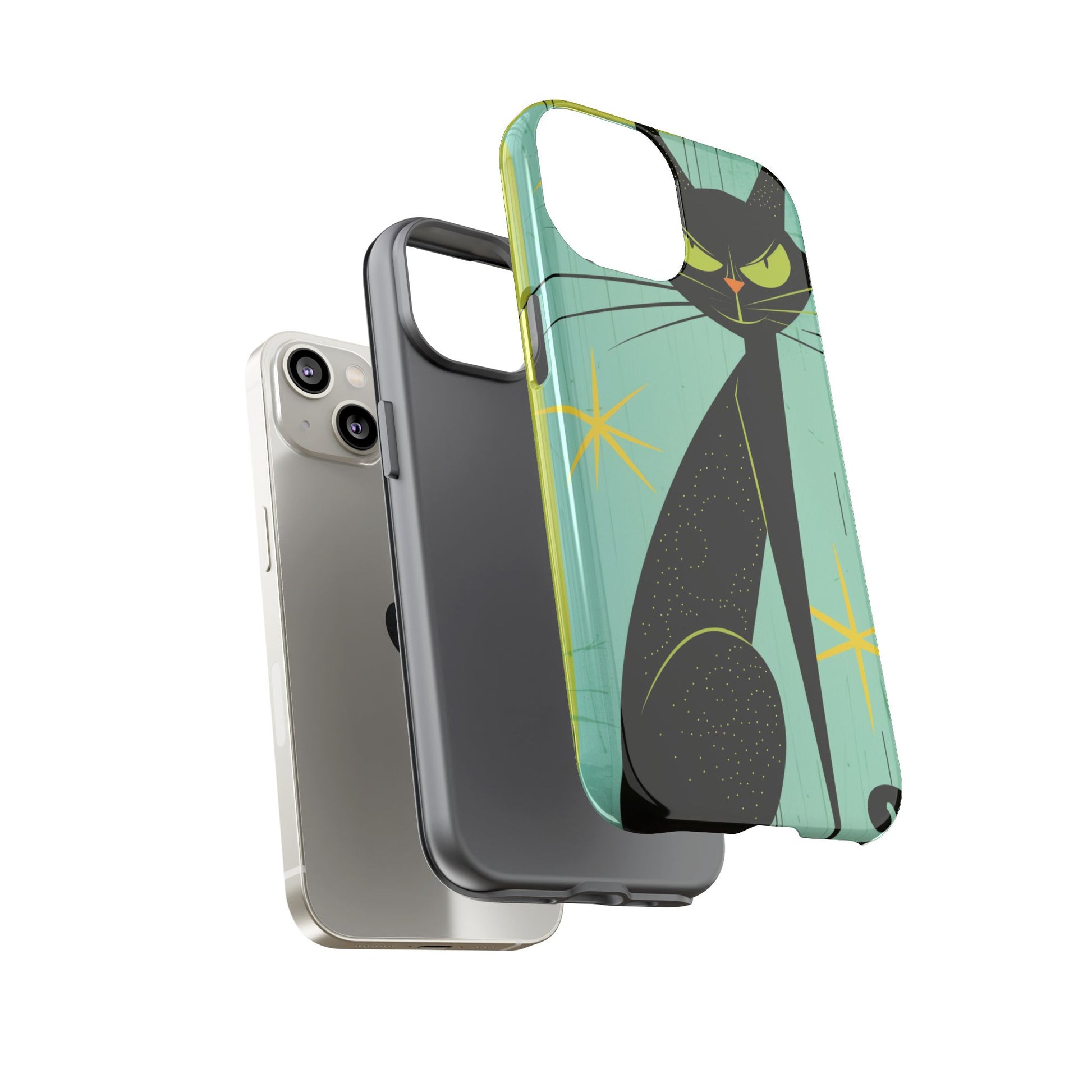 Mid-Century Modern Phone Case, Mid Mod Android Case, Atomic Cats Android Case, Retro Chic Smartphone Cover, Unique Artistic Phone Accessory