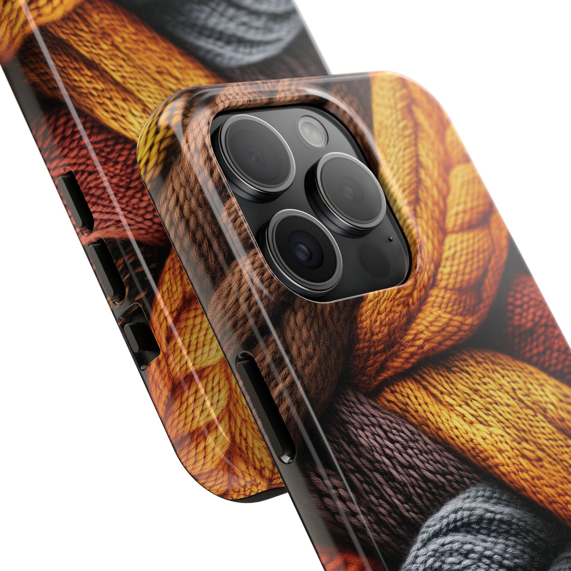 Fall Knit Sweater Cozy Cottagecore Phone Case Boho Embroidered Fall Colors Phone Cover for iPhone 13 14 15 Pro, Samsung Galaxy S22 S23