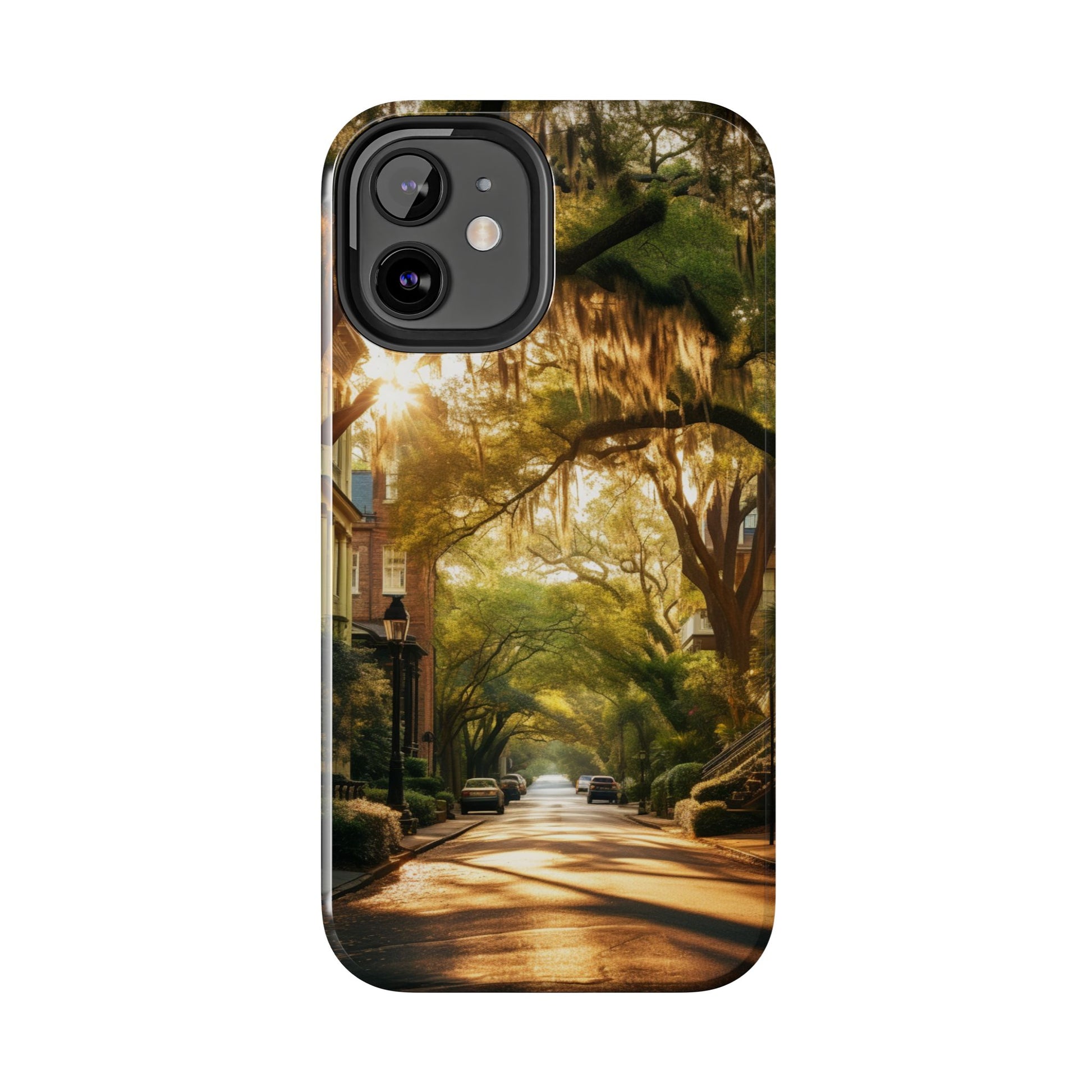 Historic Savannah Georgia Street Scene Phone Case - Unique Protective Cover for iPhone Models, Perfect Souvenir or Gift