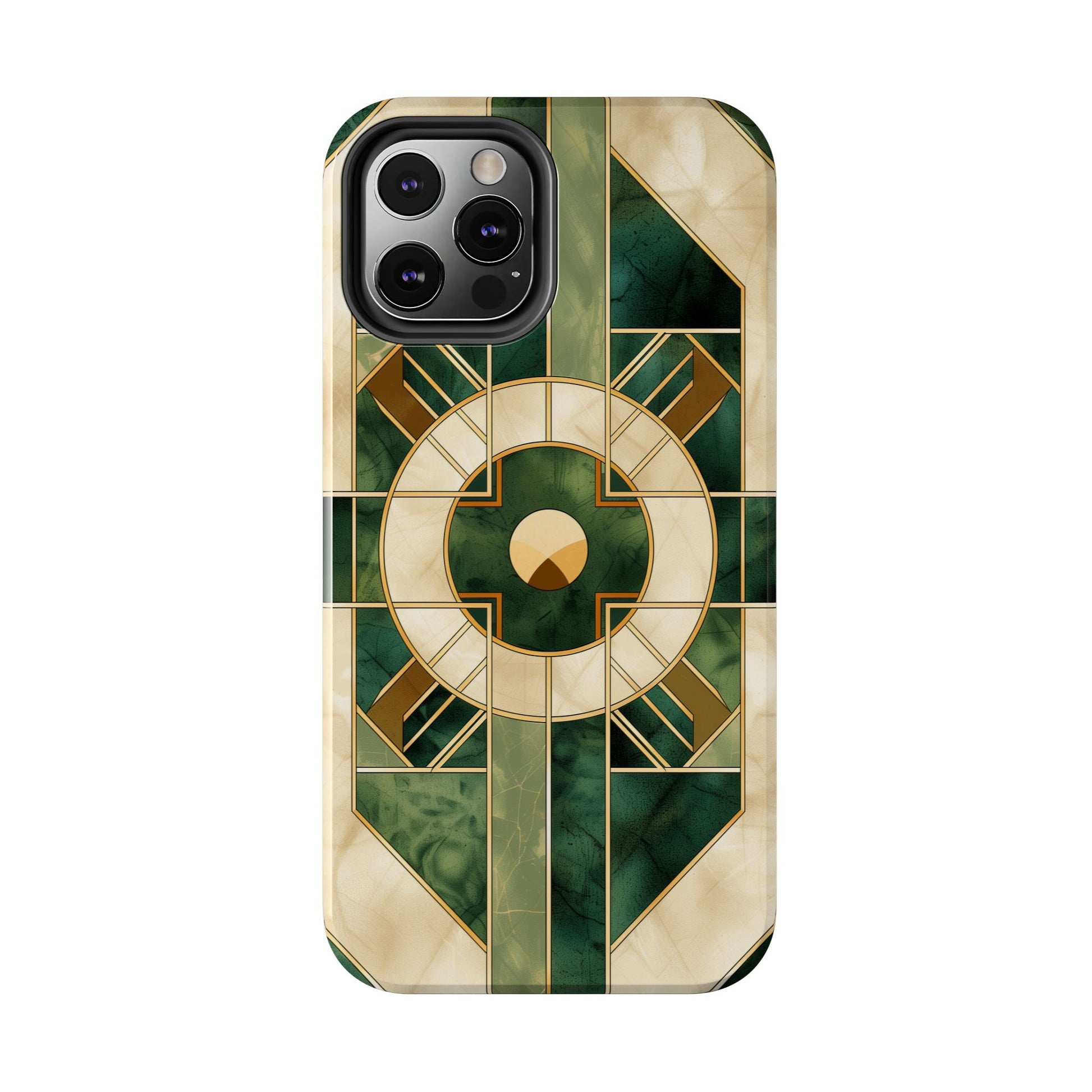 Green Frank Lloyd Wright Inspired Phone Case - Geometric Elegance for iPhone Models