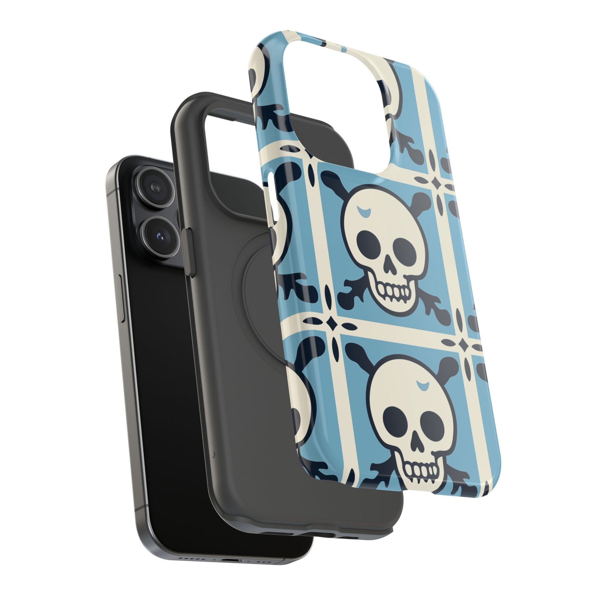 Cute Skull Phone Case Sugar Skull Ghingham Impact-Resistant Cover Goth Skull, Halloween Gift iphone 13 14 15 16 Pro Max