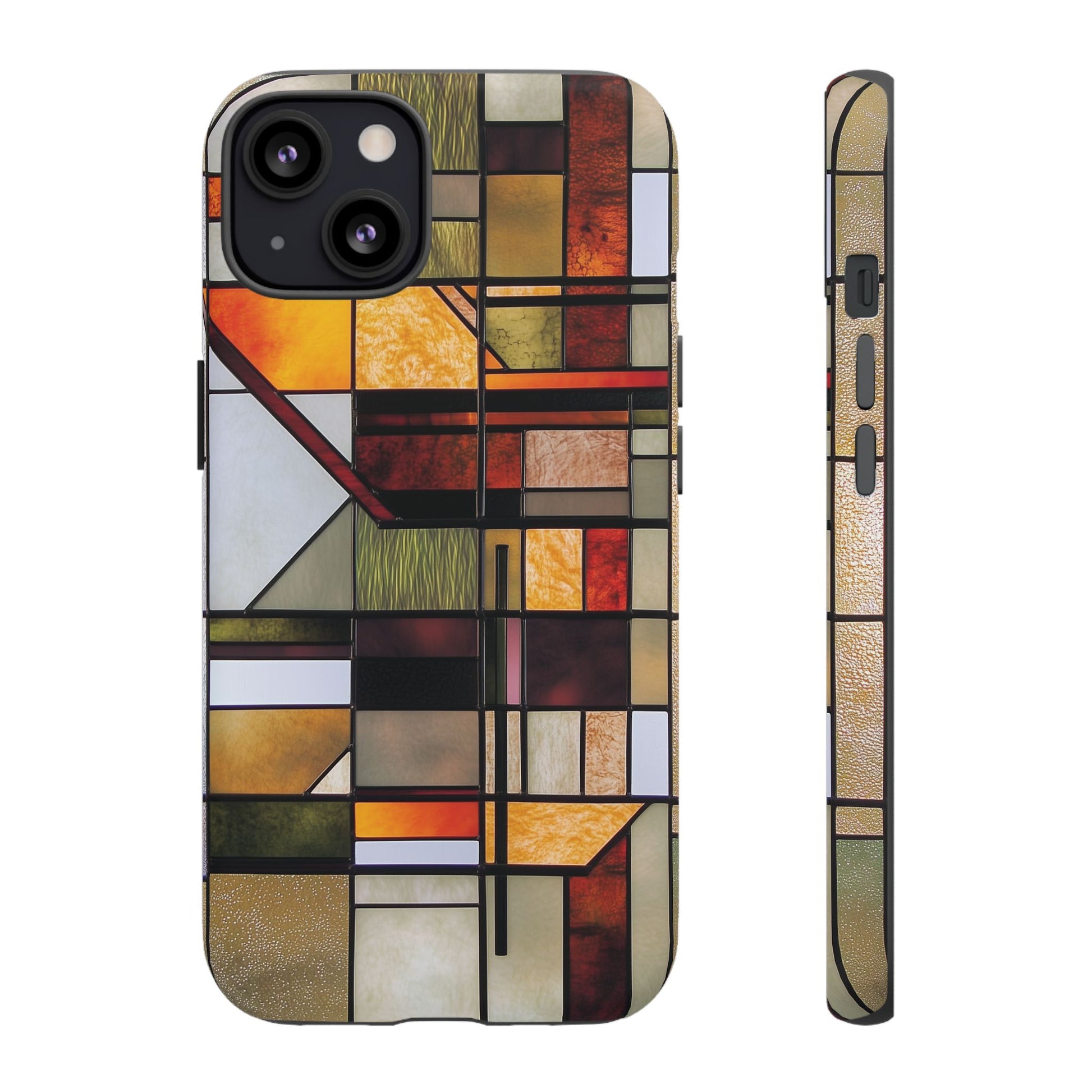 Stained Glass Phone Case Art Deco Frank Lloyd Wright Cottage Core Usonian Prairie Style Geometric Stylish  iPhone 14 15 16 Pro