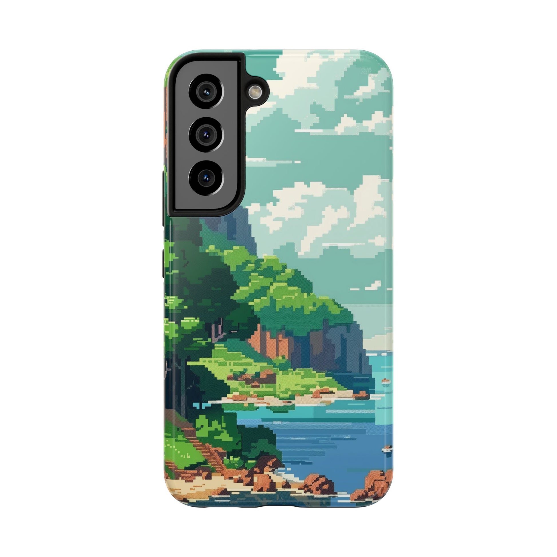 Pixel Art Video Game Landscapes Phone Case, Retro Gaming Pixelated Design, Geeky Gamer Phone Cover, Unique Video Game Art Accessories