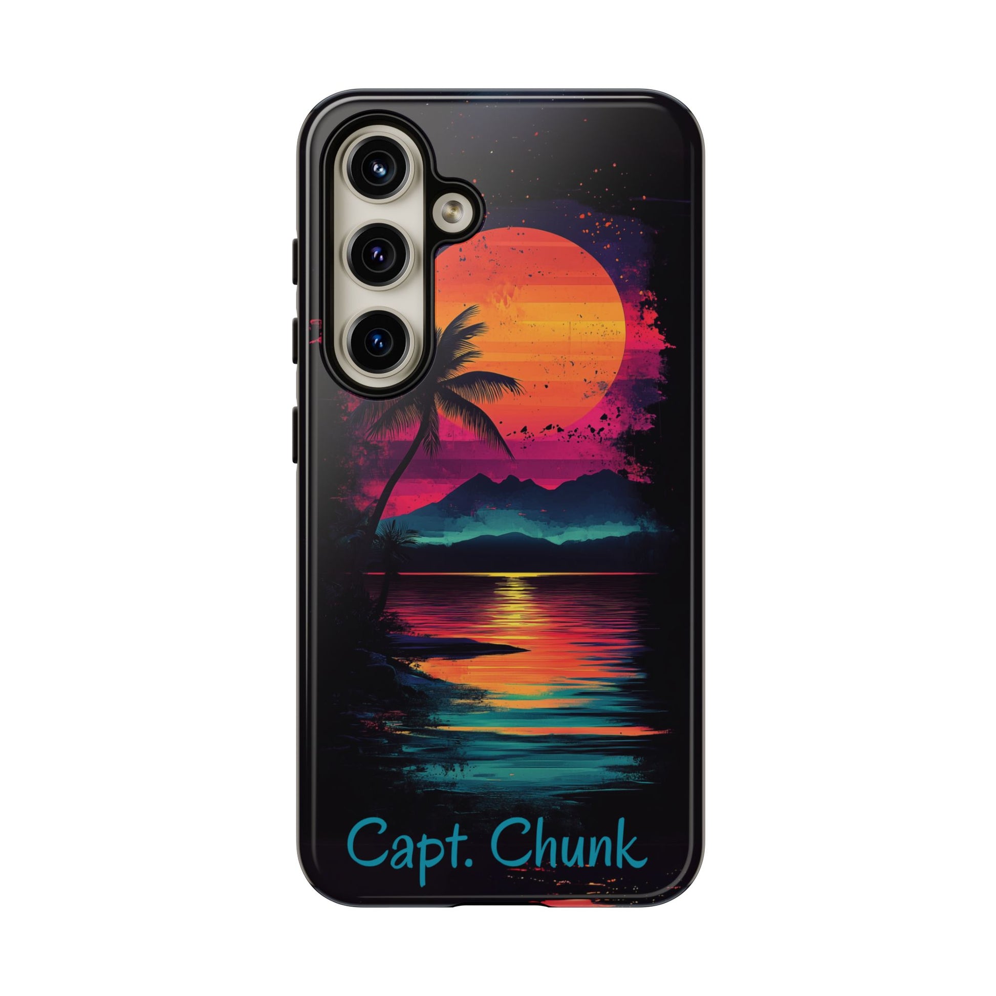 Custom Personalized Retro Palm Tree Sunset Phone Case iPhone 14 15 16 Pro Max Galaxy S24 Google Pixel Mountain Beach Fantasy Surfing Neon