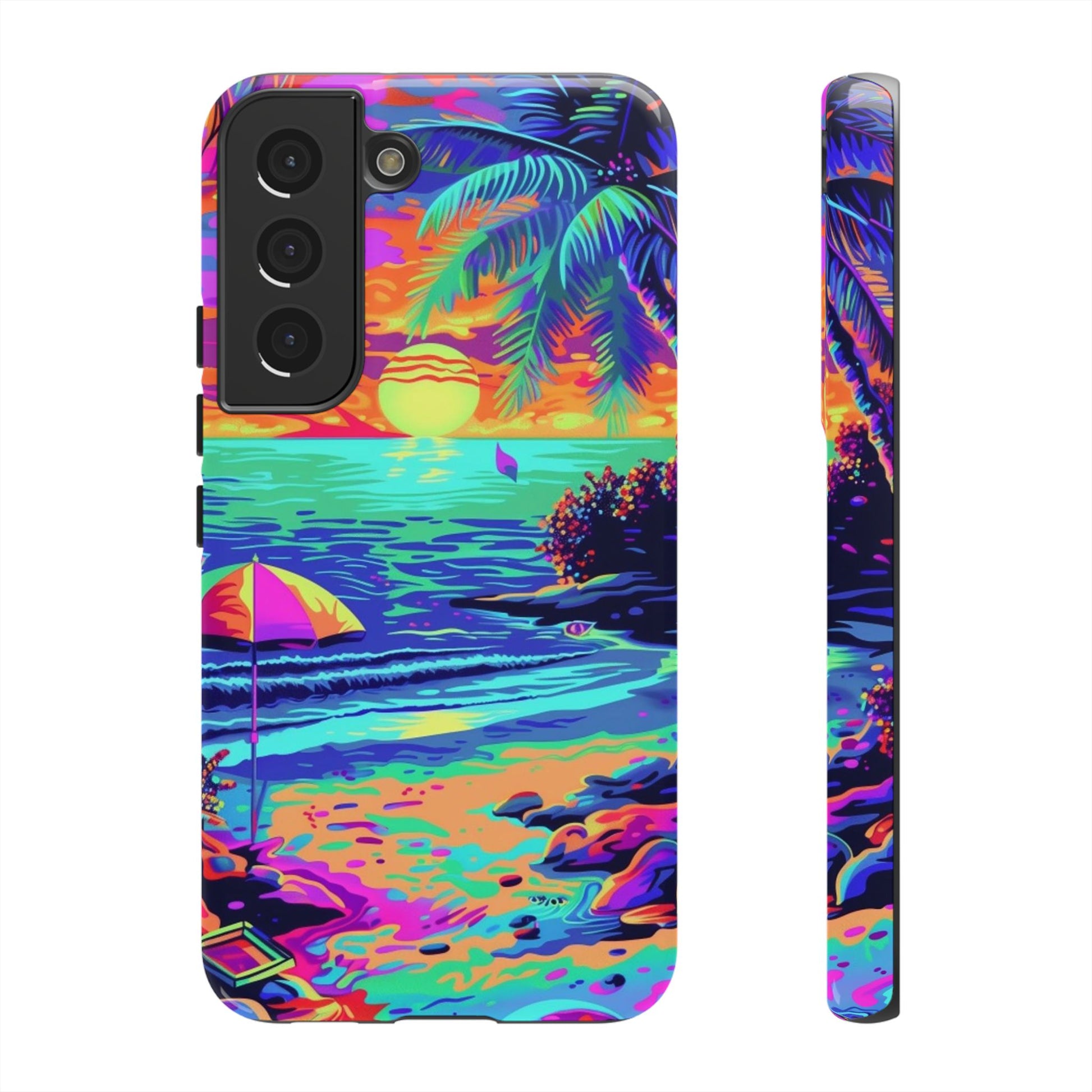 Beach Bliss: Durable Android Phone Case with Lisa Frank Style