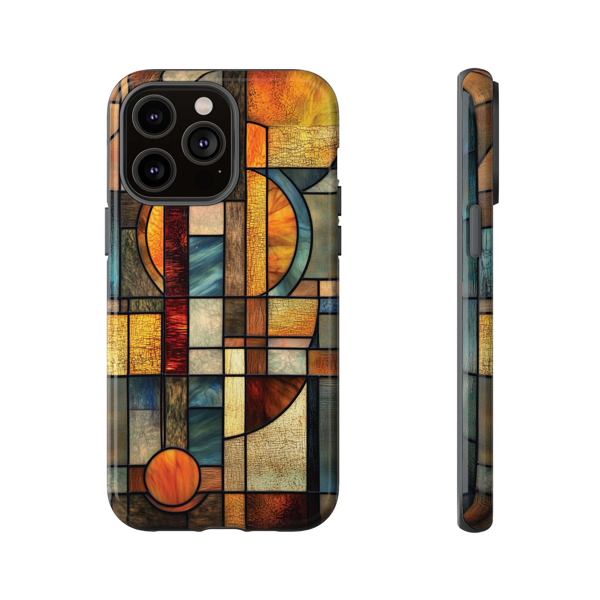 Art Deco Mosaic Stained Glass Phone Case Frank Lloyd Wright Cottage Core Usonian Prairie Style Geometric Stylish  iPhone 14 15 16 Pro