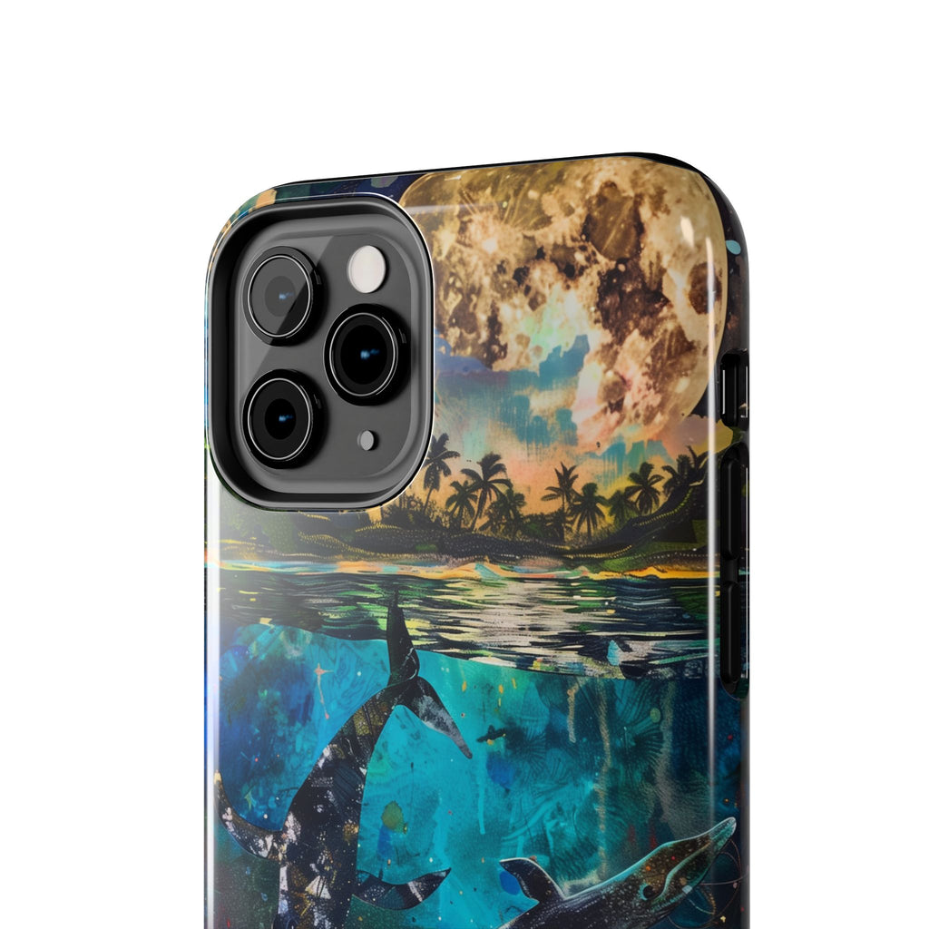 Abstract Moonlit Whales Underwater Phone Case - Durable and Stunning Protective Cover