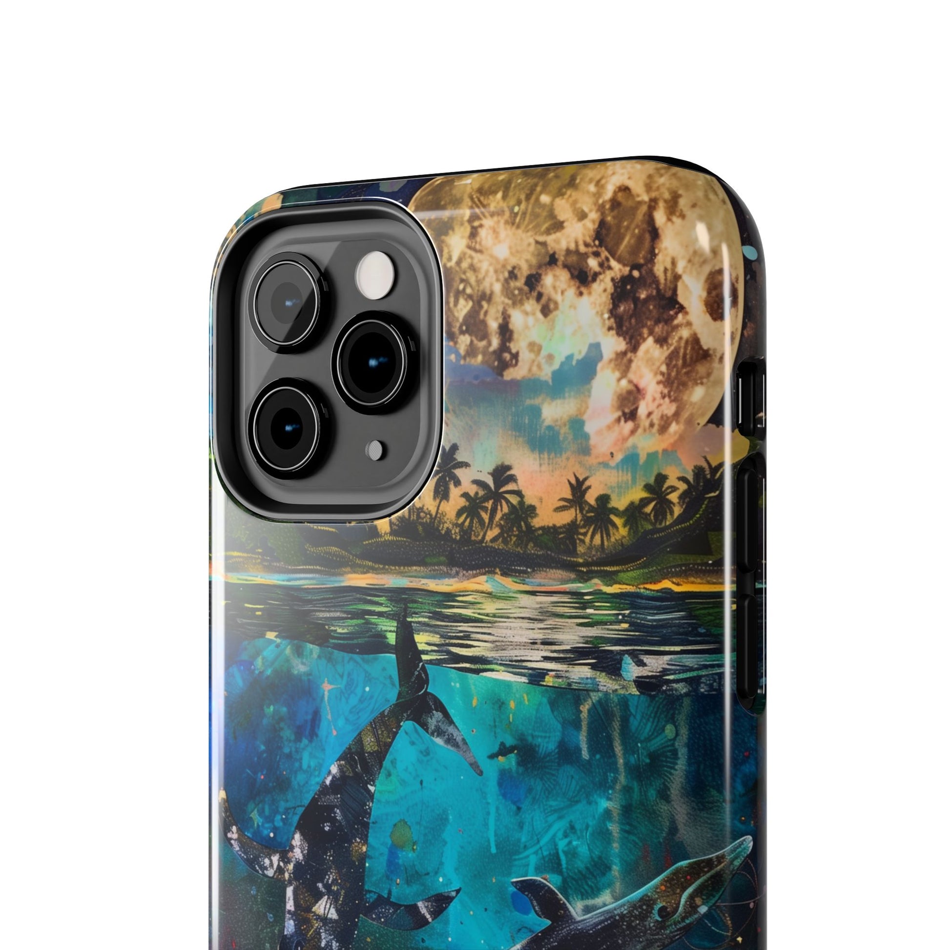 Abstract Moonlit Whales Underwater Phone Case - Durable and Stunning Protective Cover