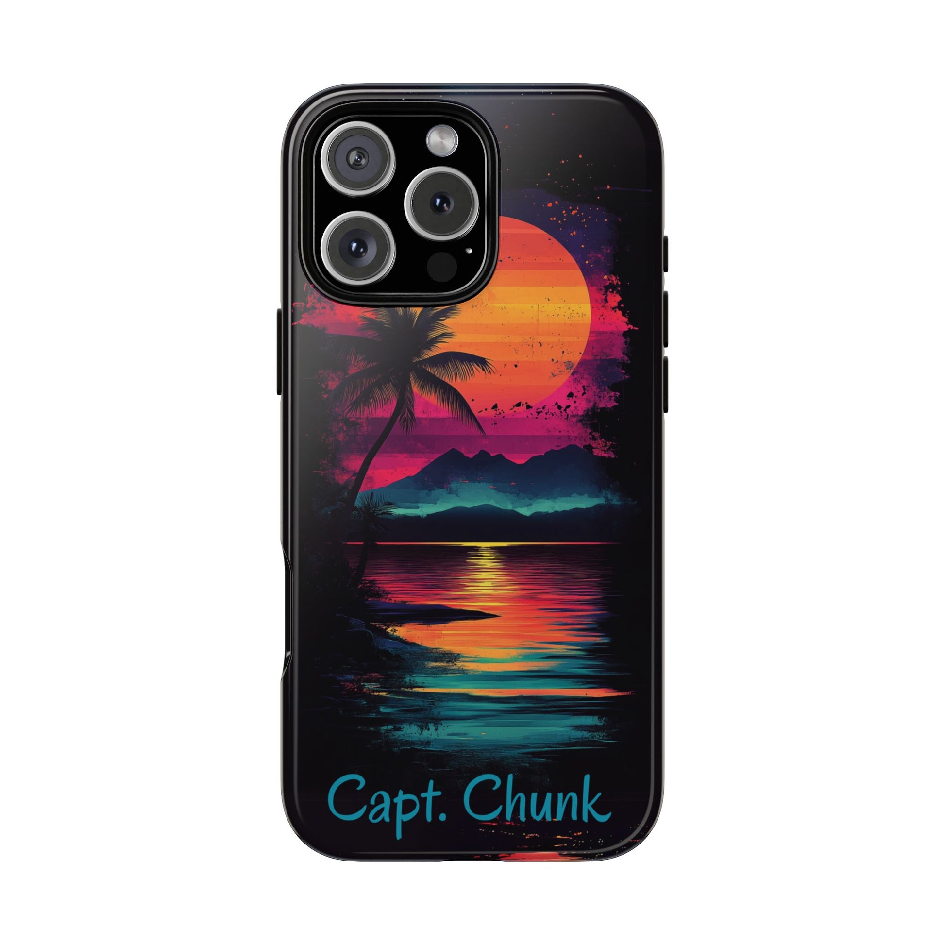 Custom Personalized Retro Palm Tree Sunset Phone Case iPhone 14 15 16 Pro Max Galaxy S24 Google Pixel Mountain Beach Fantasy Surfing Neon