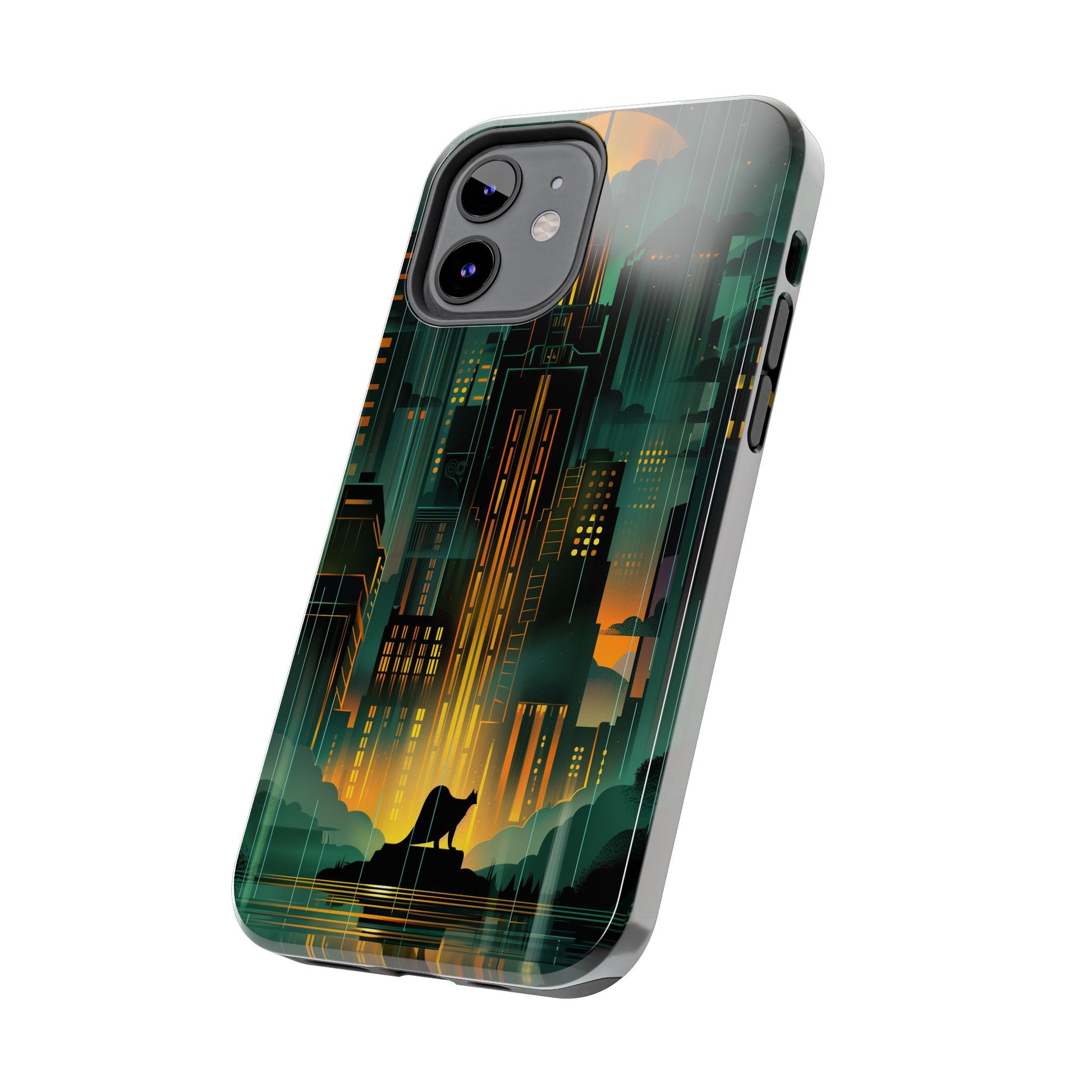 Nighttime Batman Phone Case - Gotham Art Deco Style - Noir Inspired Phone Cover - Dark Knight Accessory